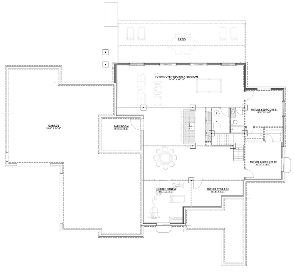 Floor Plan Basement of Farmhouse Plan #194-1030