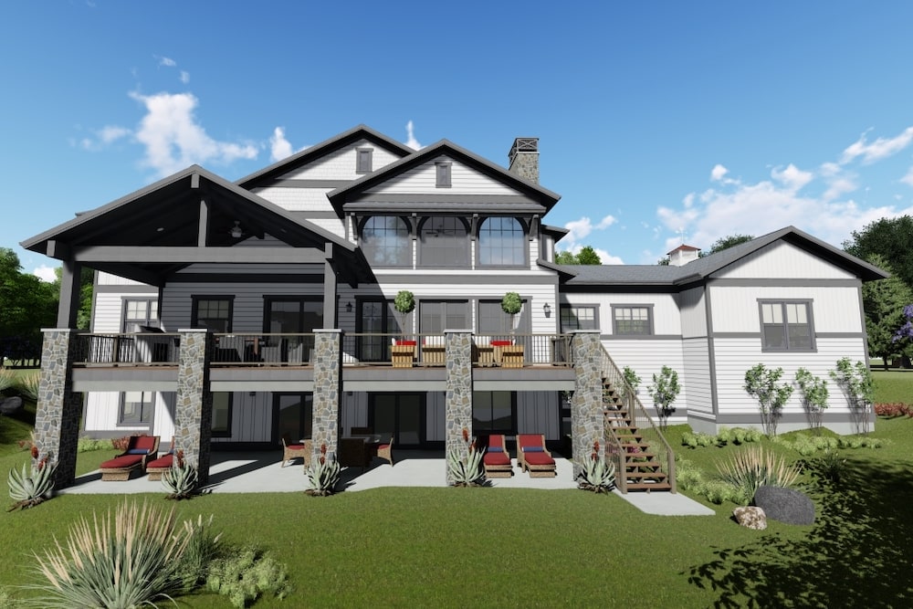 Rear View of this 5-Bedroom, 5172 Sq Ft Plan - 194-1030