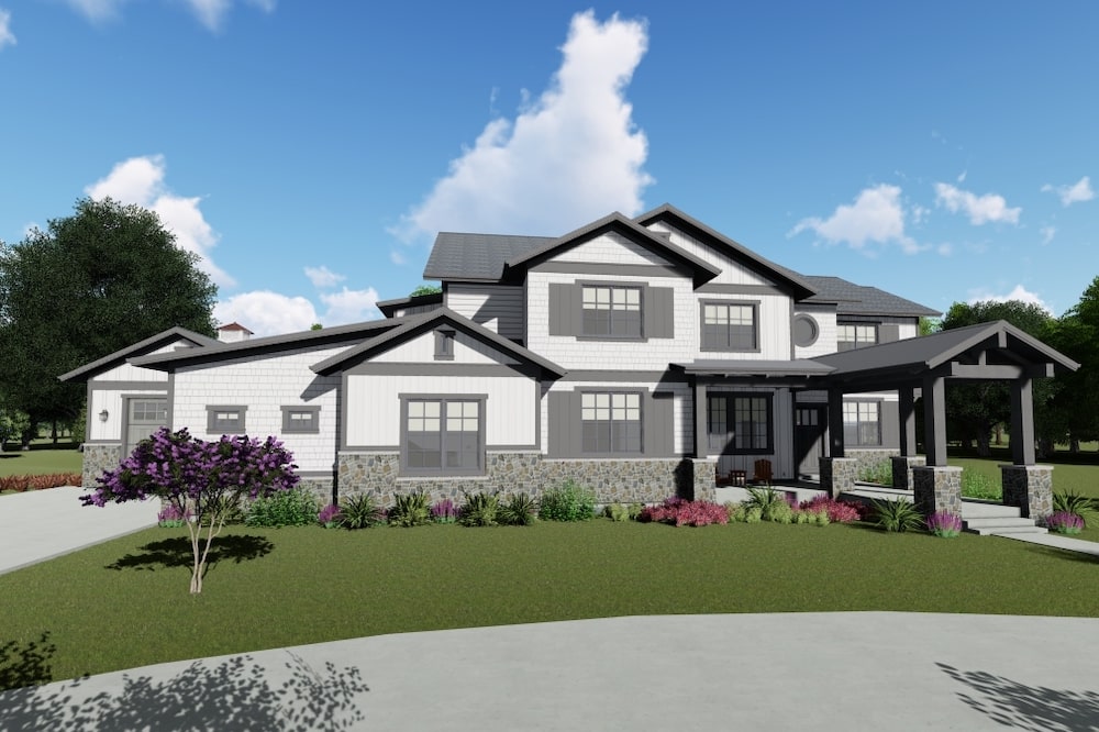 Farmhouse style home (ThePlanCollection: Plan #194-1030)