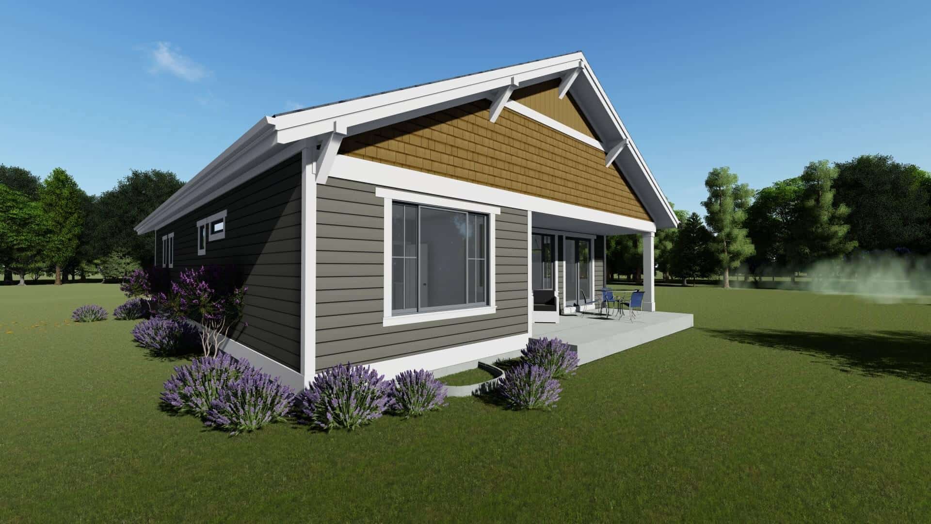 Home Plan Rear Elevation of this 2-Bedroom,1378 Sq Ft Plan -194-1031