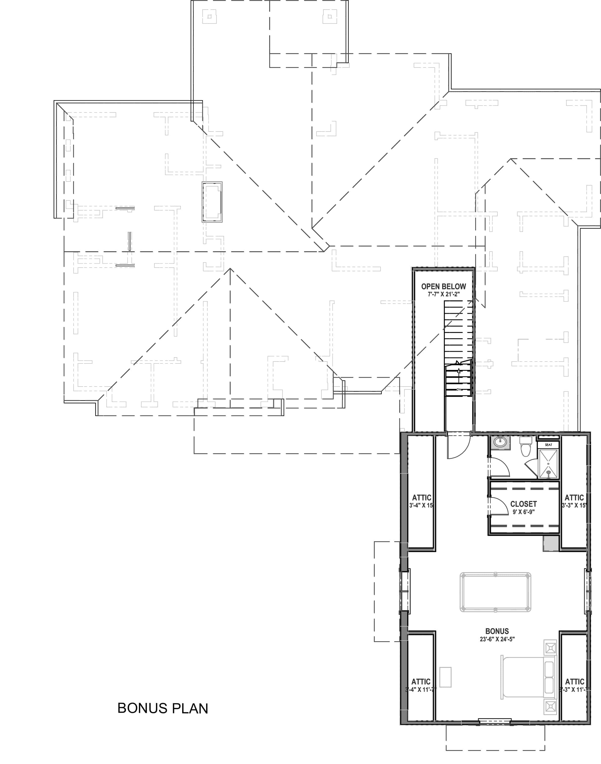 Floor Plan Bonus Room of Farmhouse Plan #194-1032