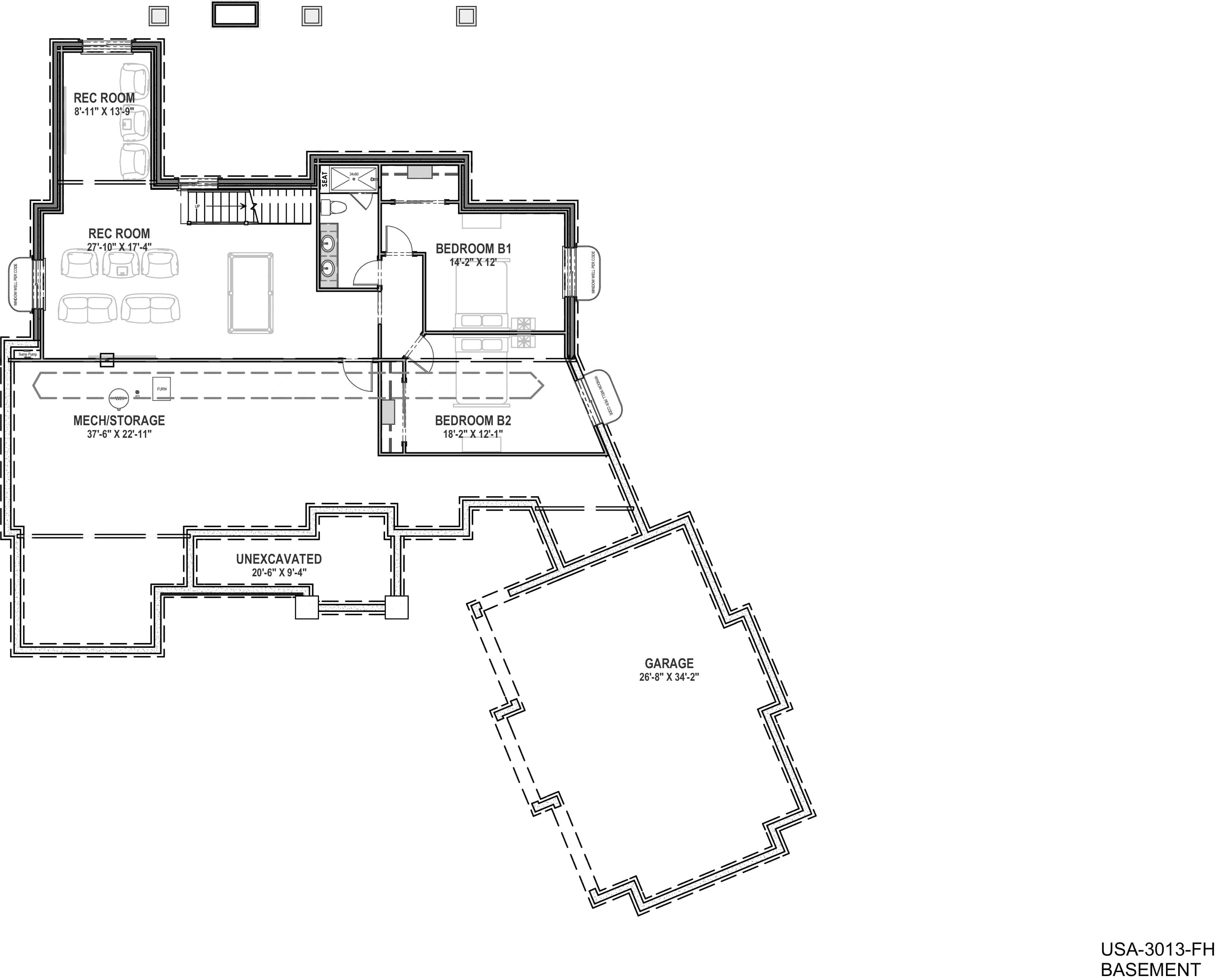 Floor Plan Basement of Farmhouse Plan #194-1033