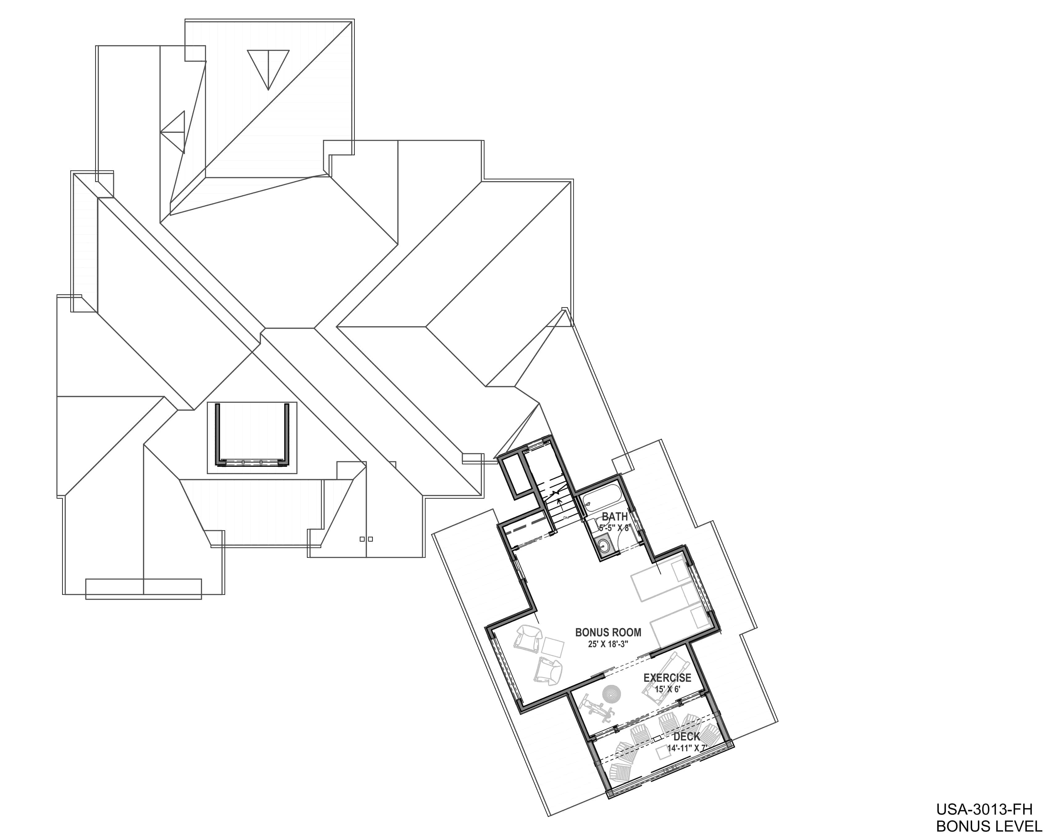Floor Plan Bonus Room of Farmhouse Plan #194-1033