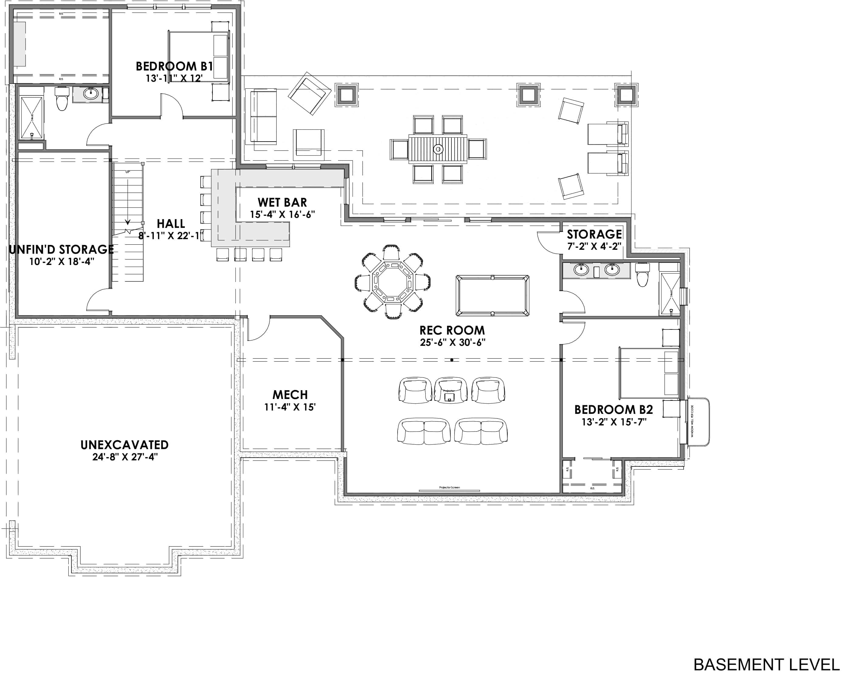 Floor Plan Basement of Farmhouse Plan #194-1034