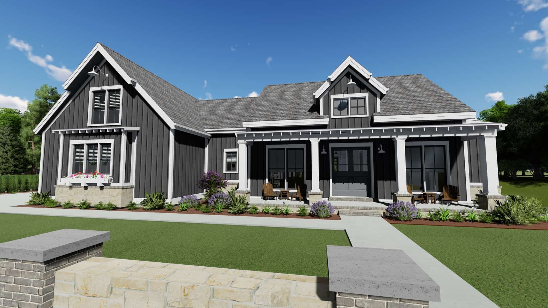 Farmhouse home (ThePlanCollection: Plan #194-1034)
