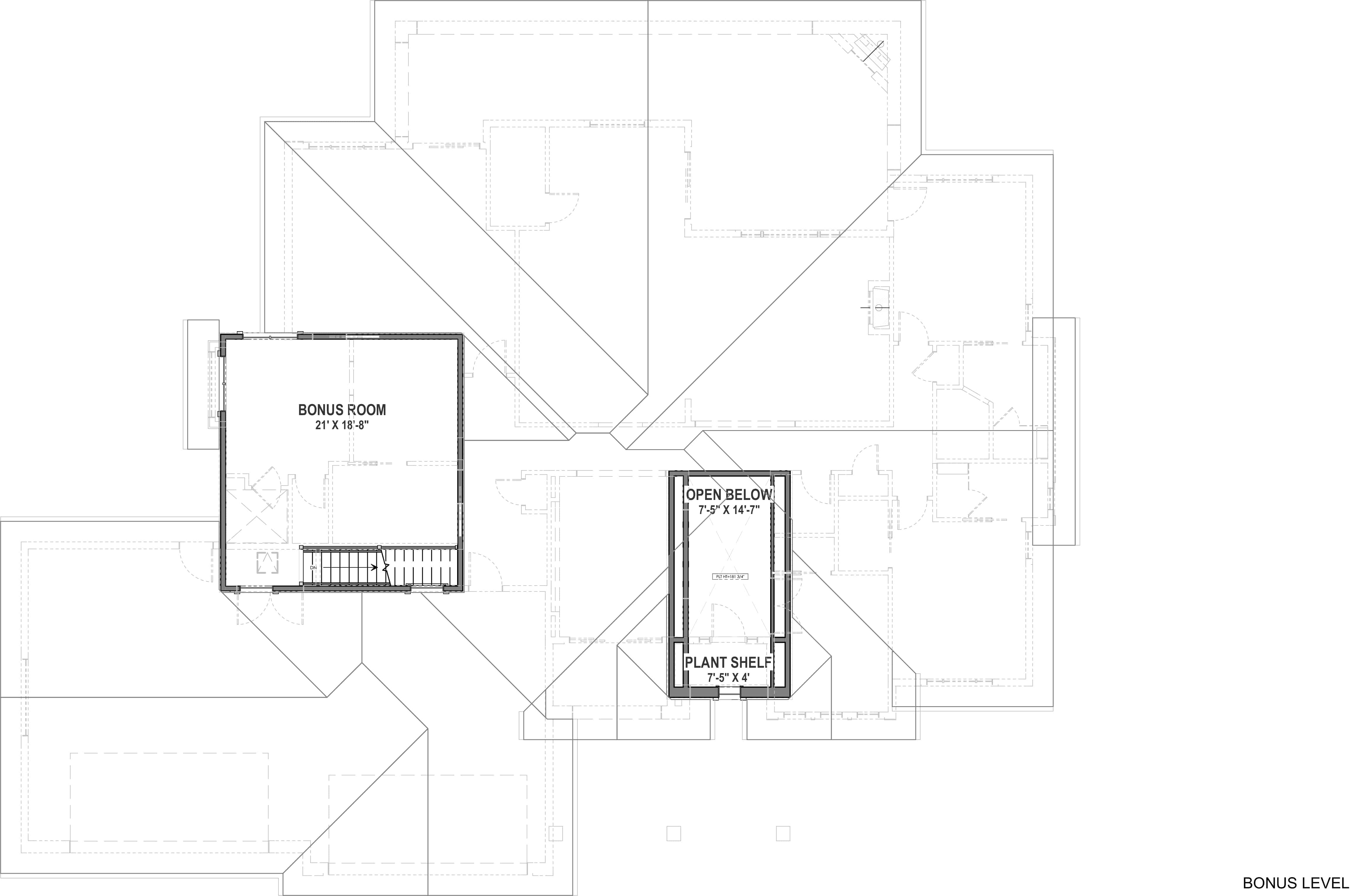 Floor Plan Bonus Room of Farmhouse Plan #194-1036