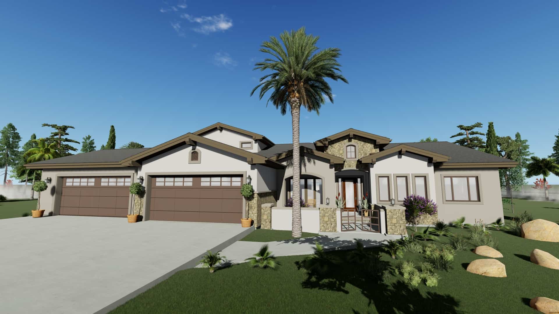 Farmhouse style home (ThePlanCollection: Plan #194-1036)