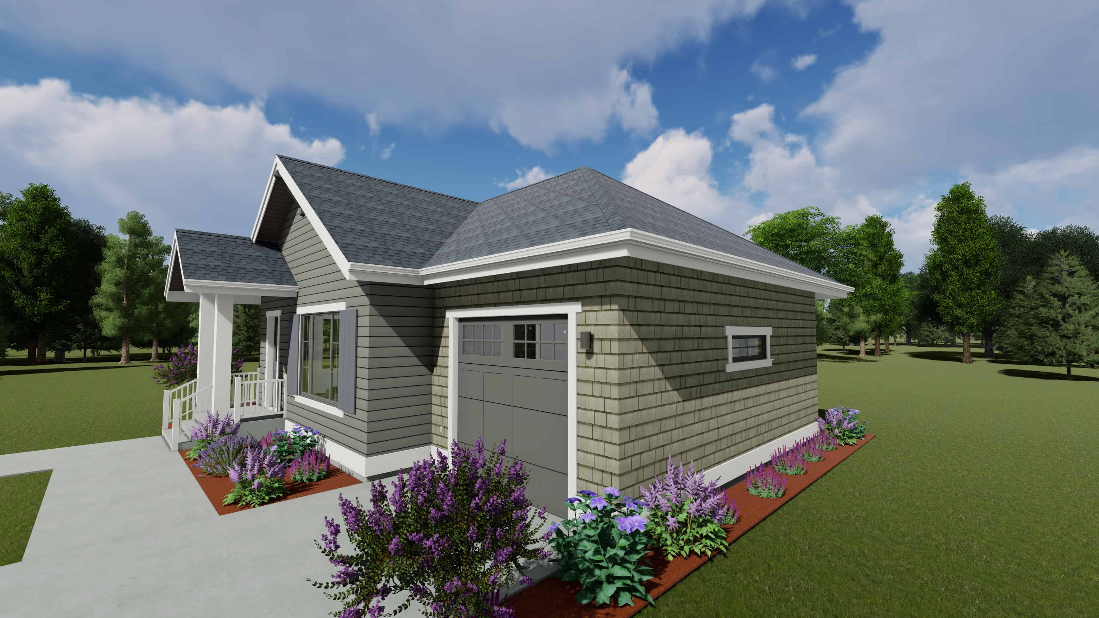 Side View of this 1-Bedroom, 810 Sq Ft Plan - 194-1039