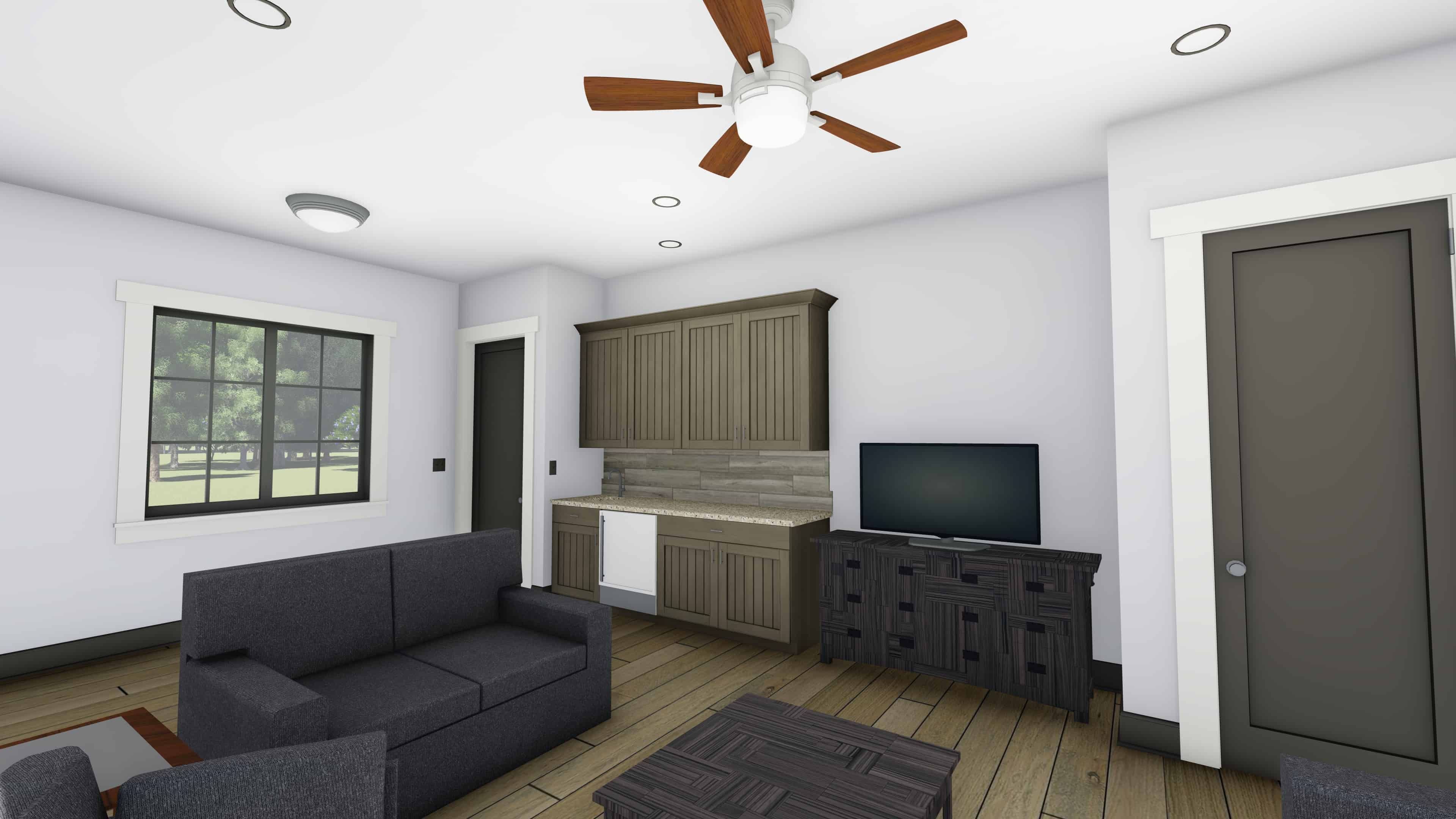 Living Room of this 1-Bedroom, 810 Sq Ft Plan - 194-1039