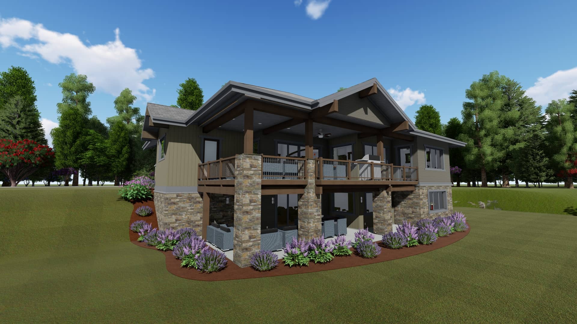Rear View of this 1-Bedroom, 1897 Sq Ft Plan - 194-1041