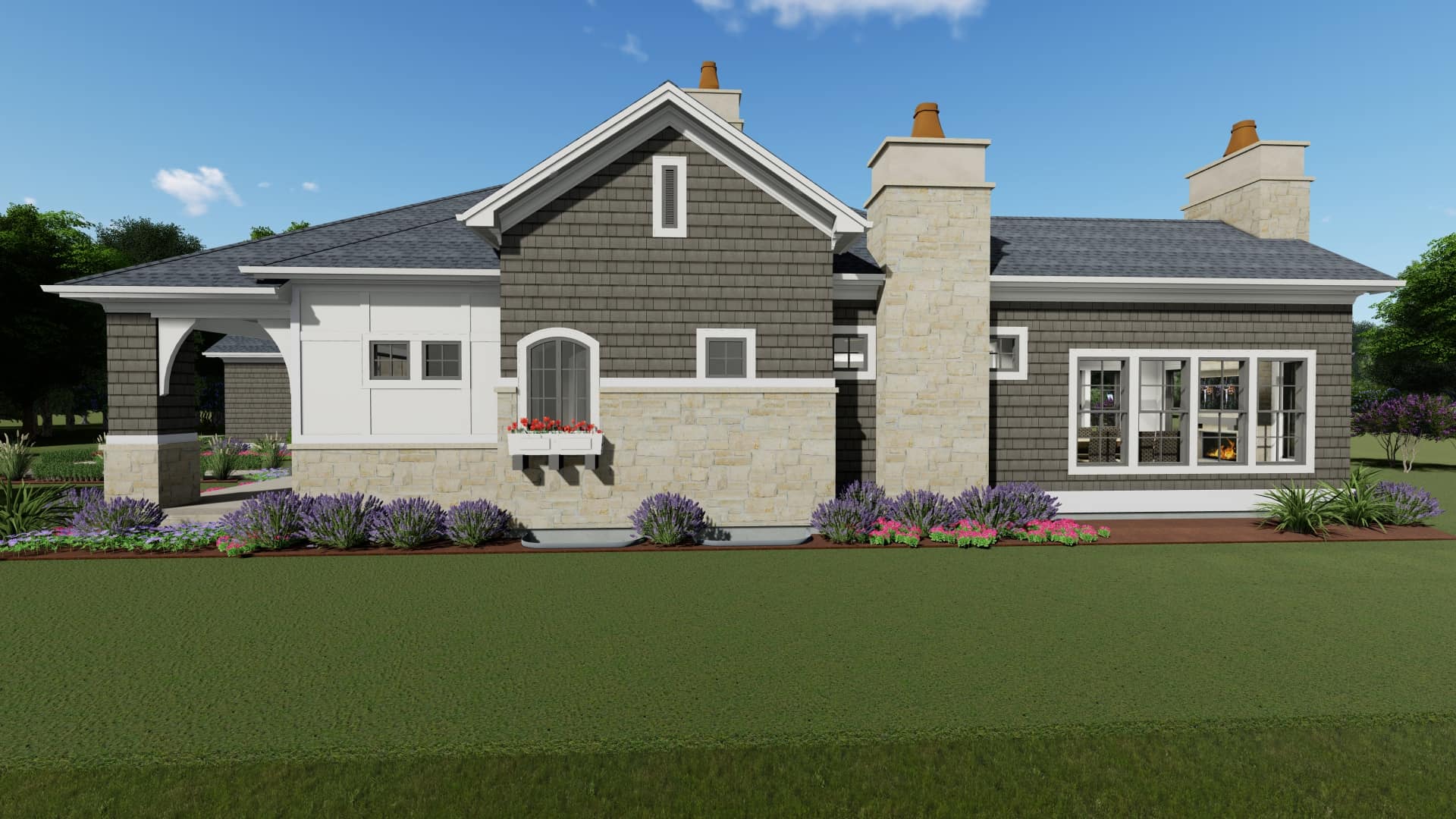 Rear View of this 2-Bedroom, 3433 Sq Ft Plan - 194-1042