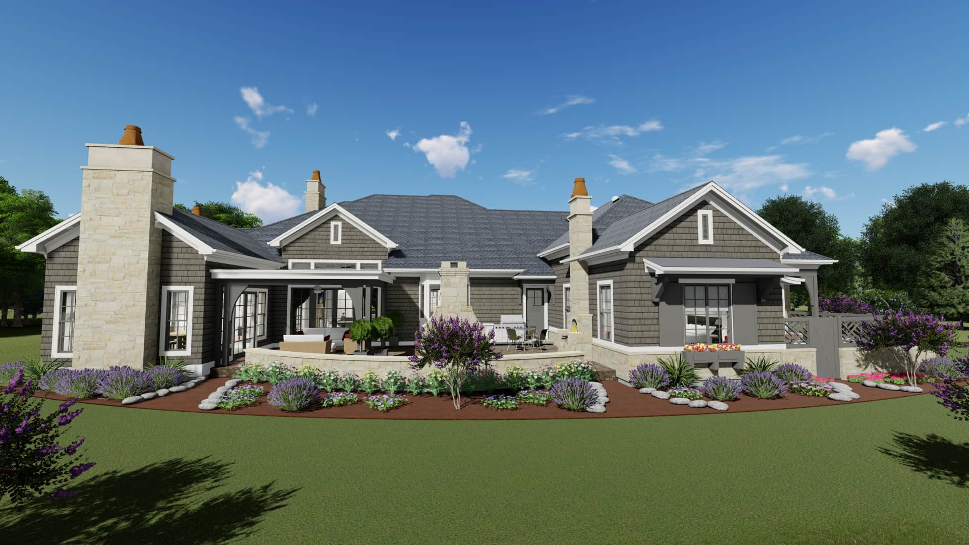 Rear View of this 2-Bedroom, 3433 Sq Ft Plan - 194-1042