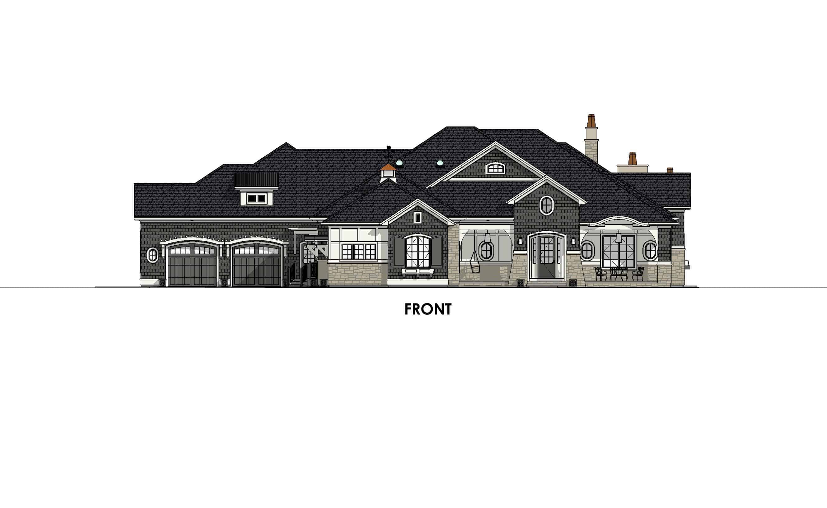 Home Plan Front Elevation of this 4-Bedroom,3433 Sq Ft Plan -194-1042