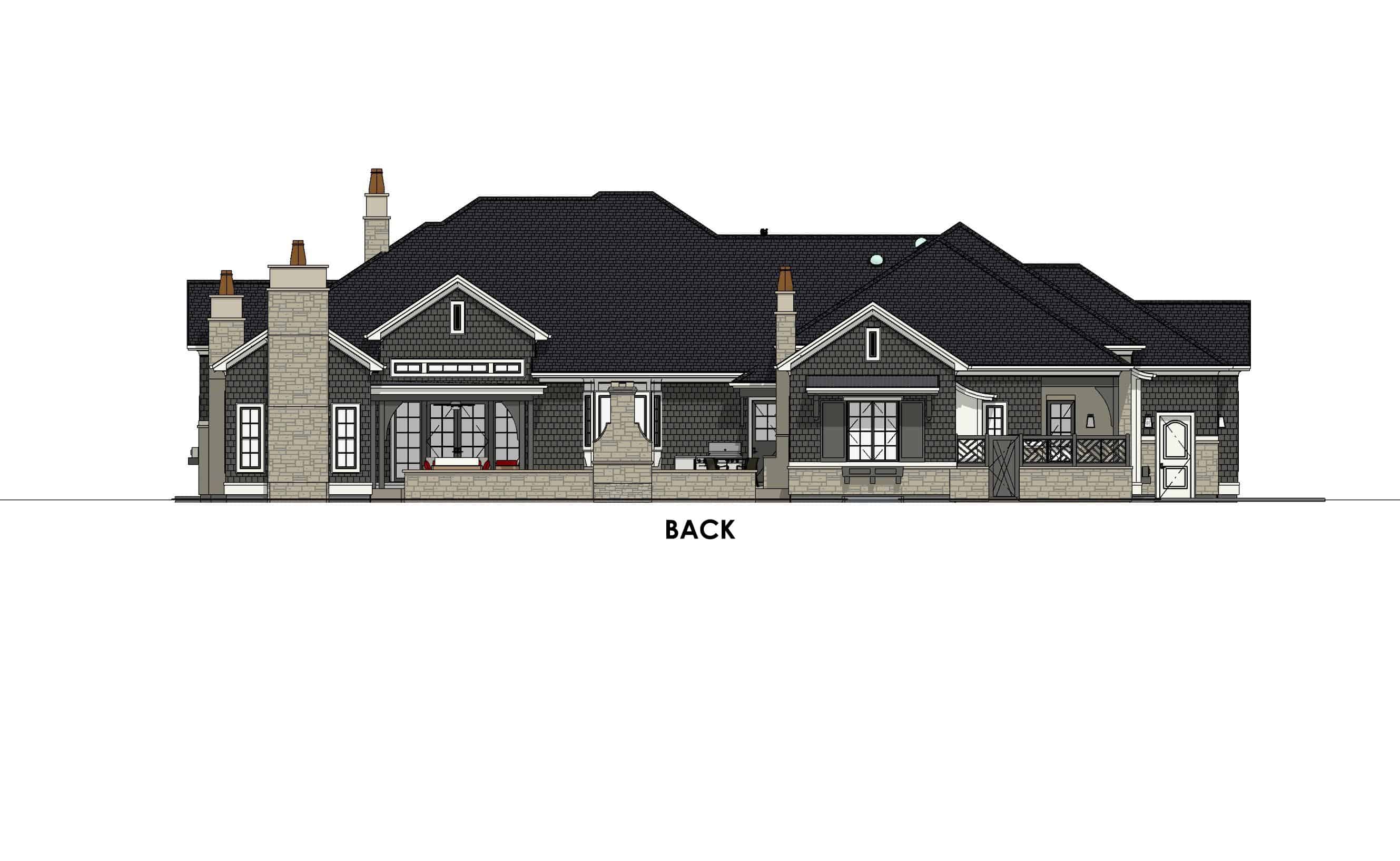 Home Plan Rear Elevation of this 4-Bedroom,3433 Sq Ft Plan -194-1042