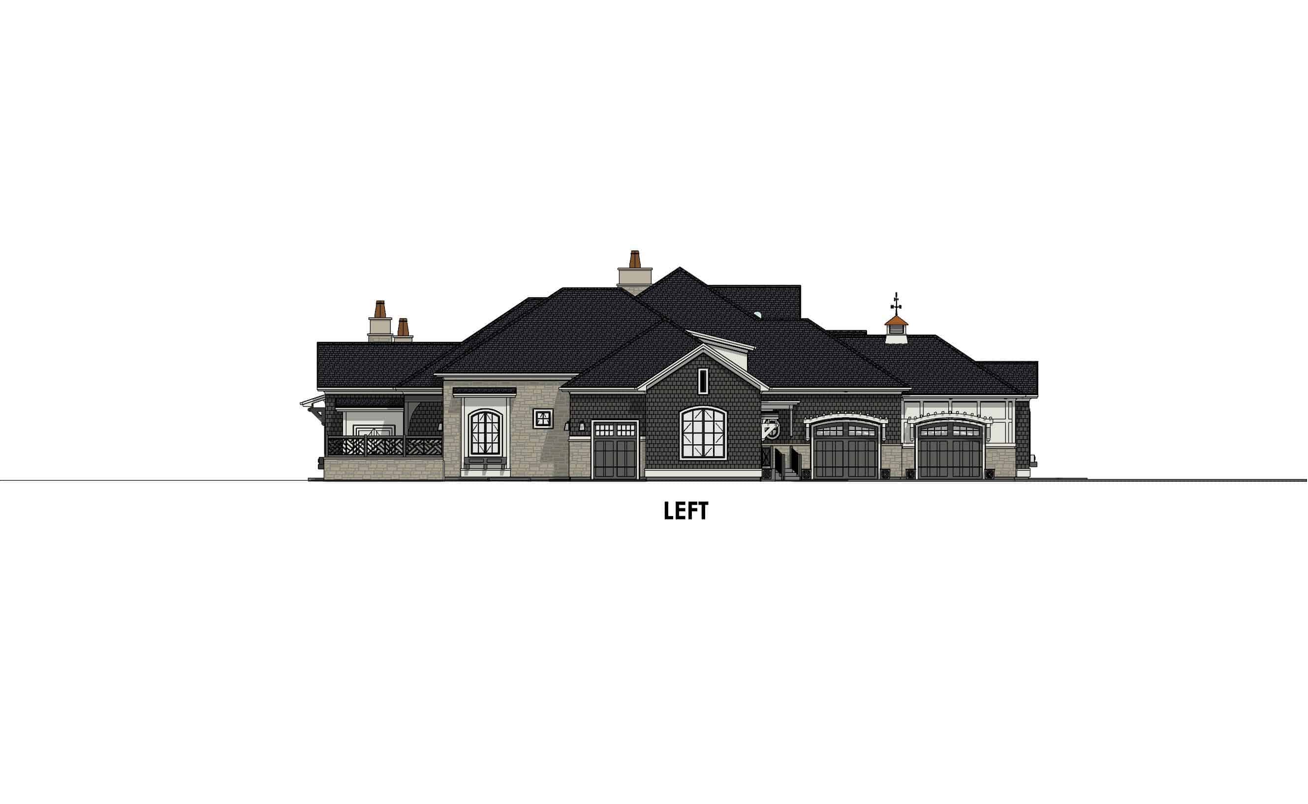 Home Plan Left Elevation of this 4-Bedroom,3433 Sq Ft Plan -194-1042