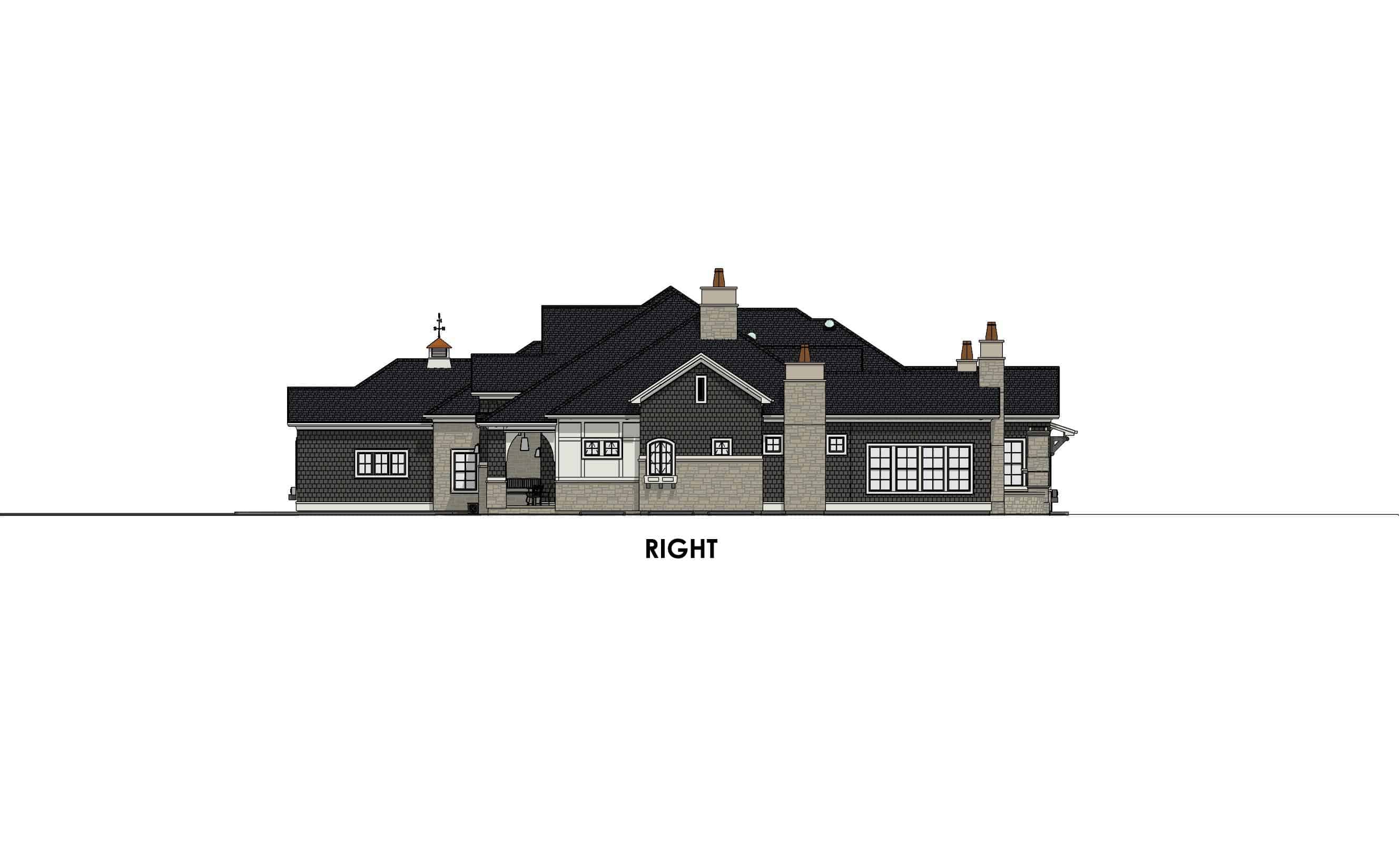 Home Plan Right Elevation of this 4-Bedroom,3433 Sq Ft Plan -194-1042