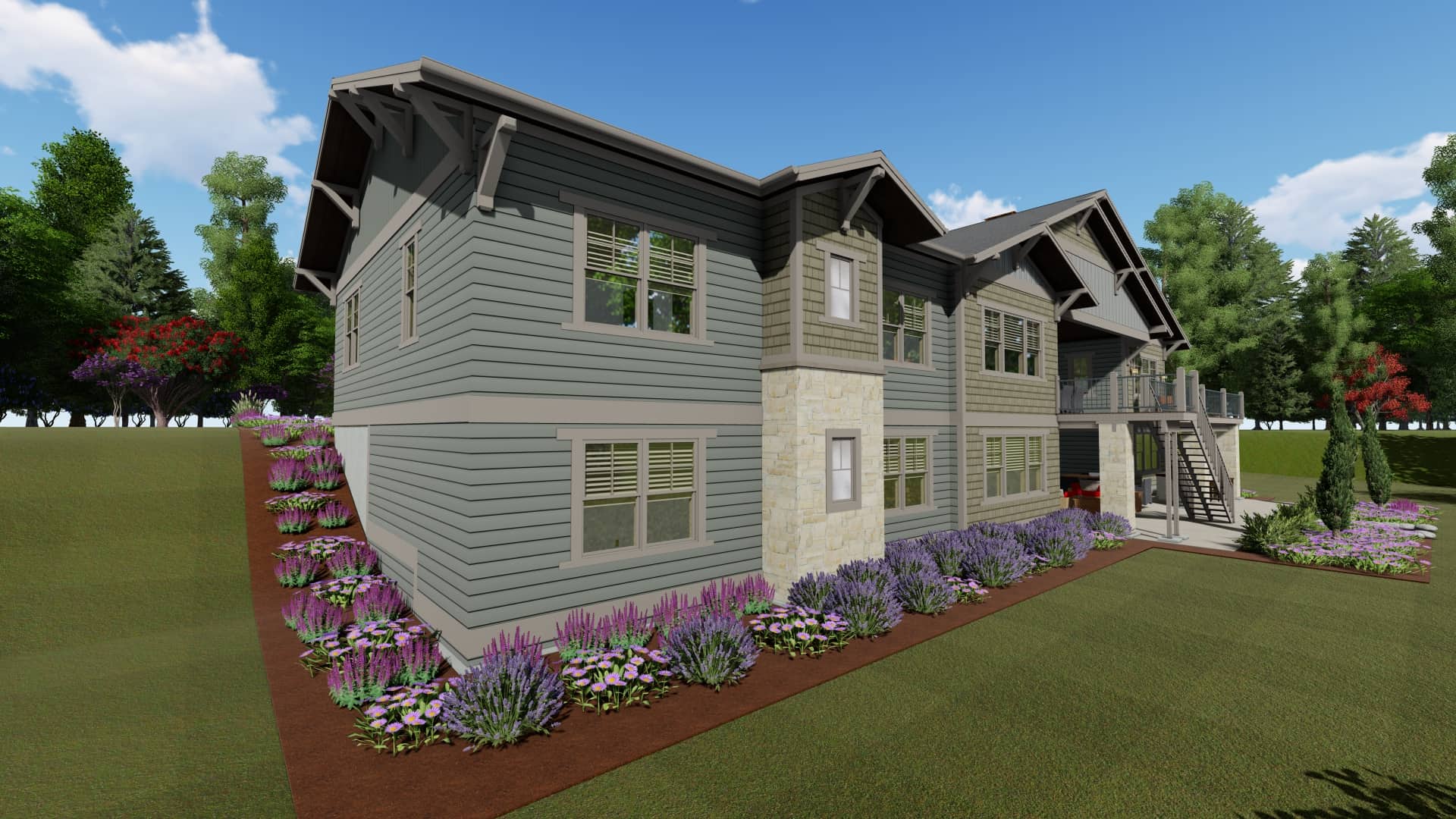Rear View of this 4-Bedroom, 3893 Sq Ft Plan - 194-1043
