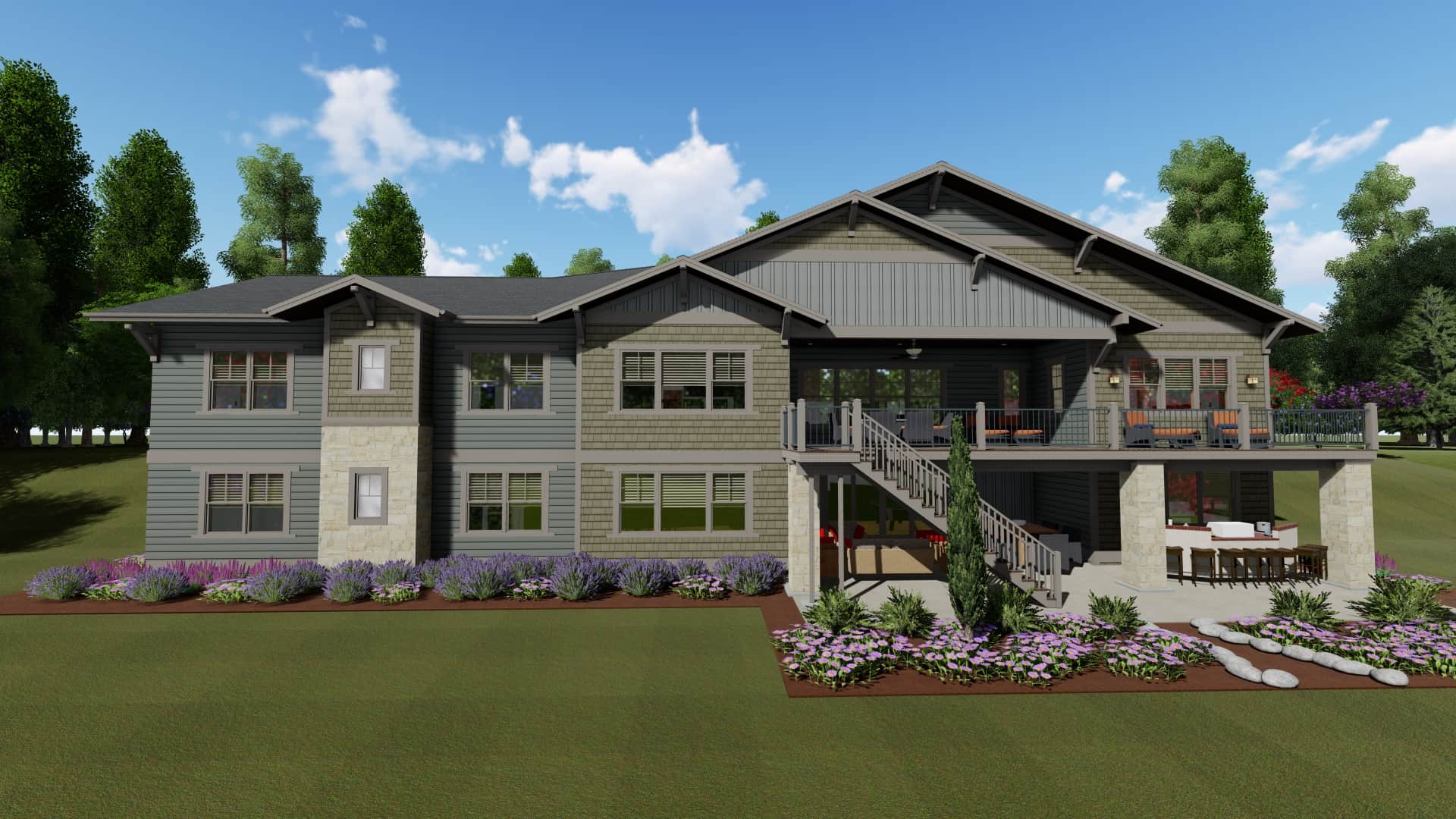 Rear View of this 4-Bedroom, 3893 Sq Ft Plan - 194-1043