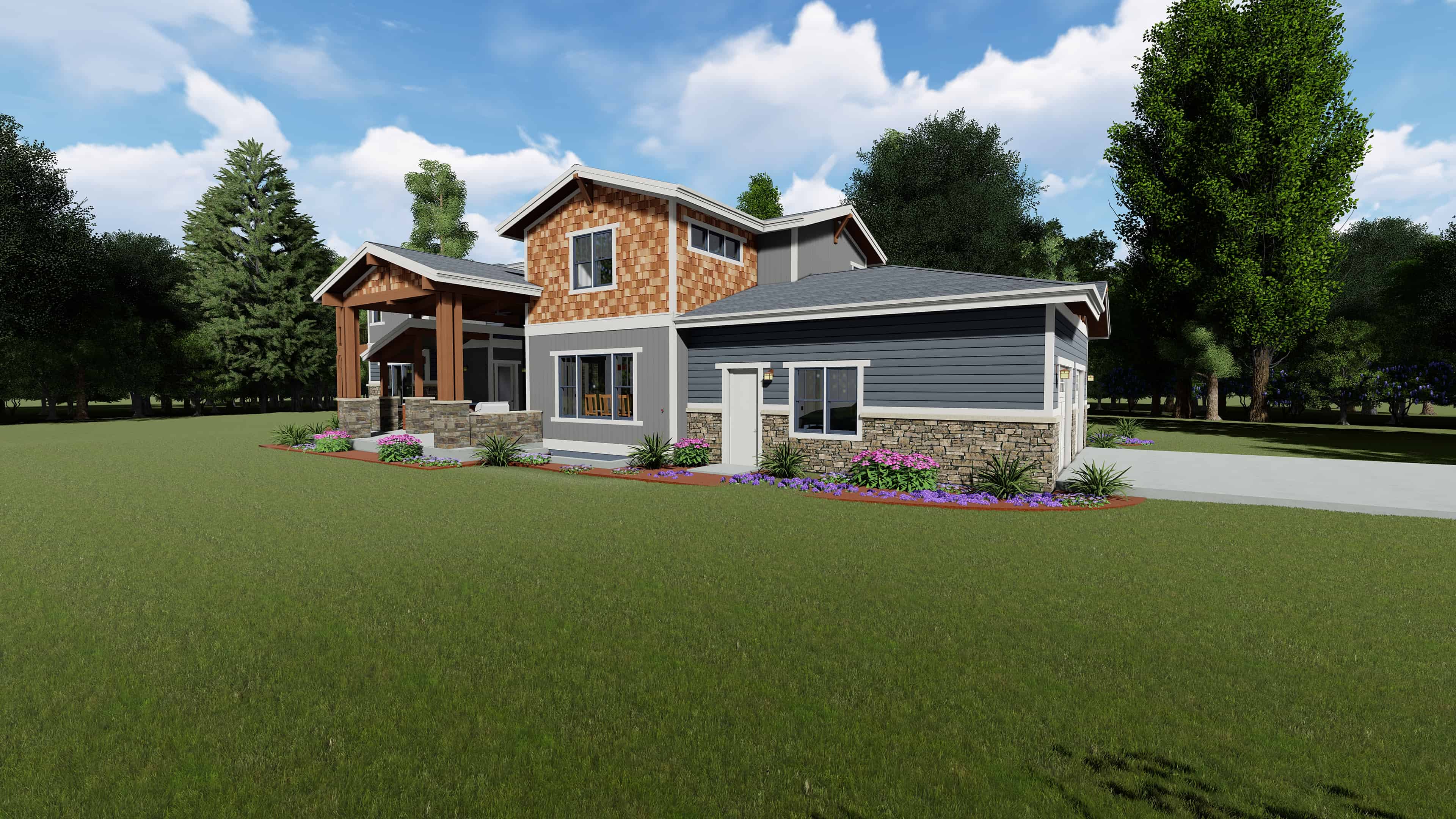 Rear View of this 5-Bedroom, 4602 Sq Ft Plan - 194-1044