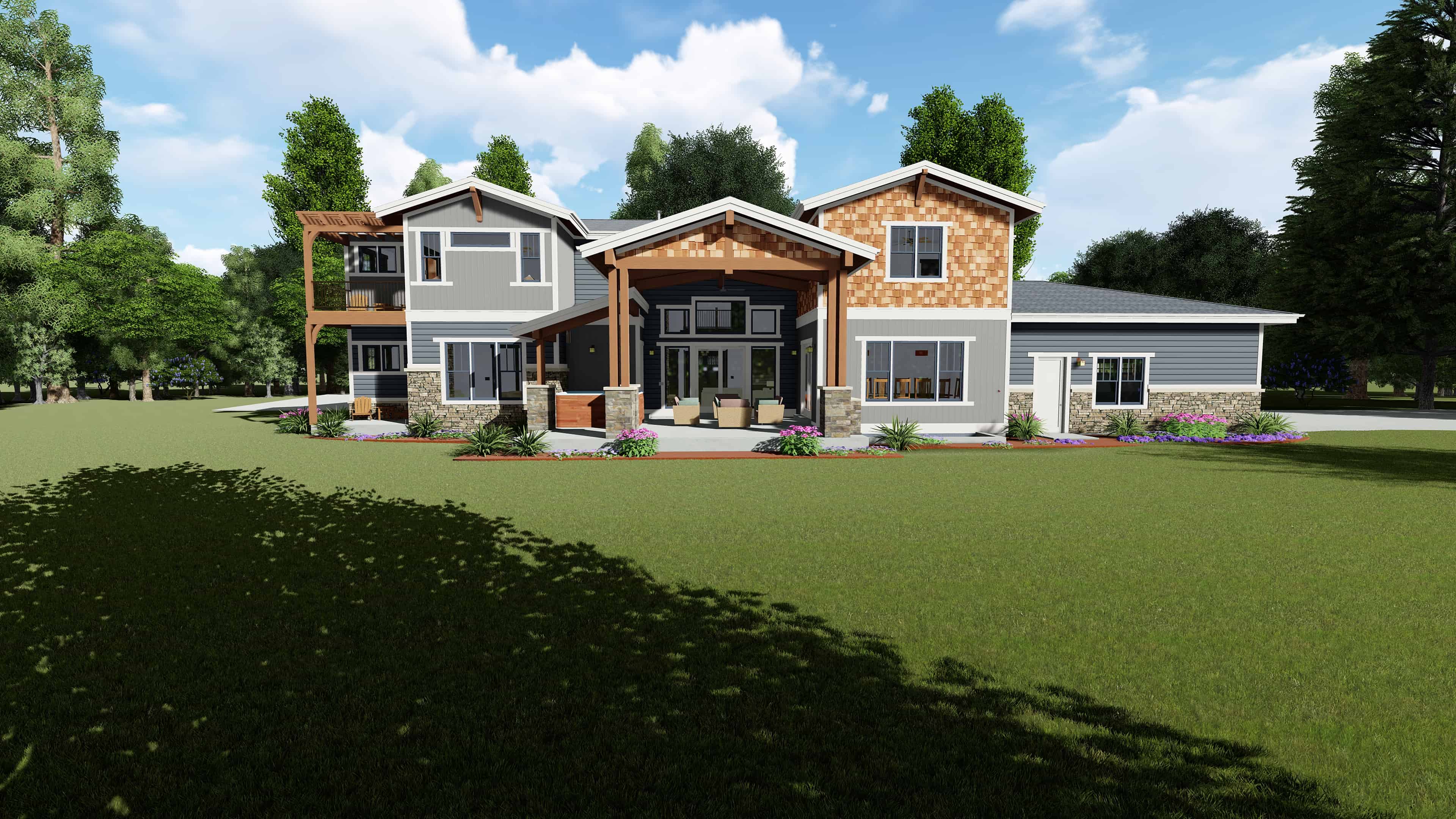 Rear View of this 5-Bedroom, 4602 Sq Ft Plan - 194-1044