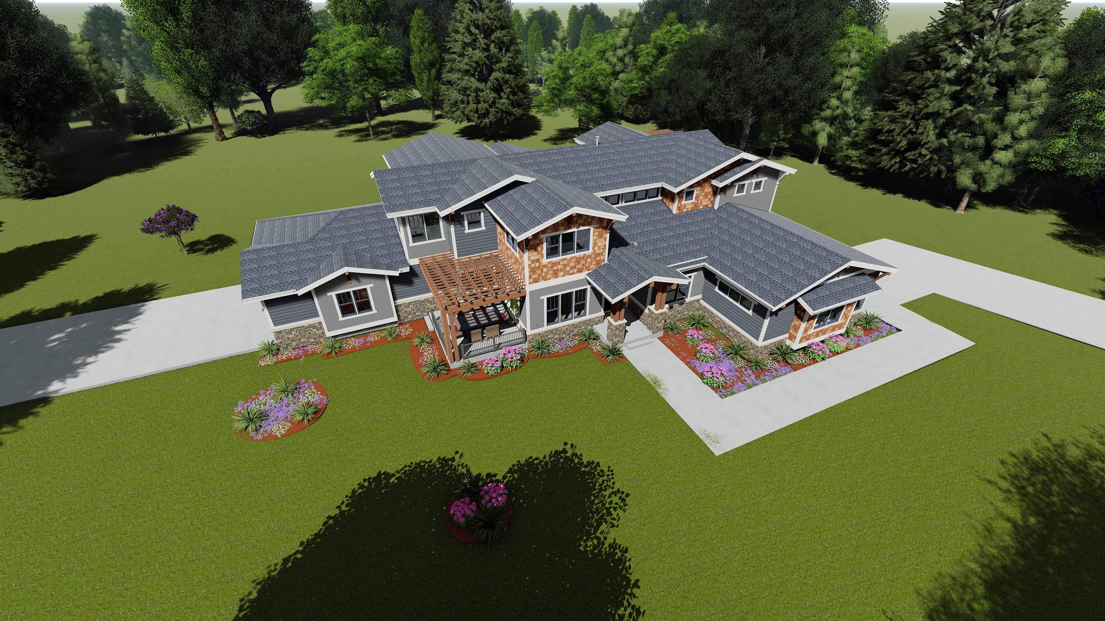 Aerial View of this 5-Bedroom, 4602 Sq Ft Plan - 194-1044