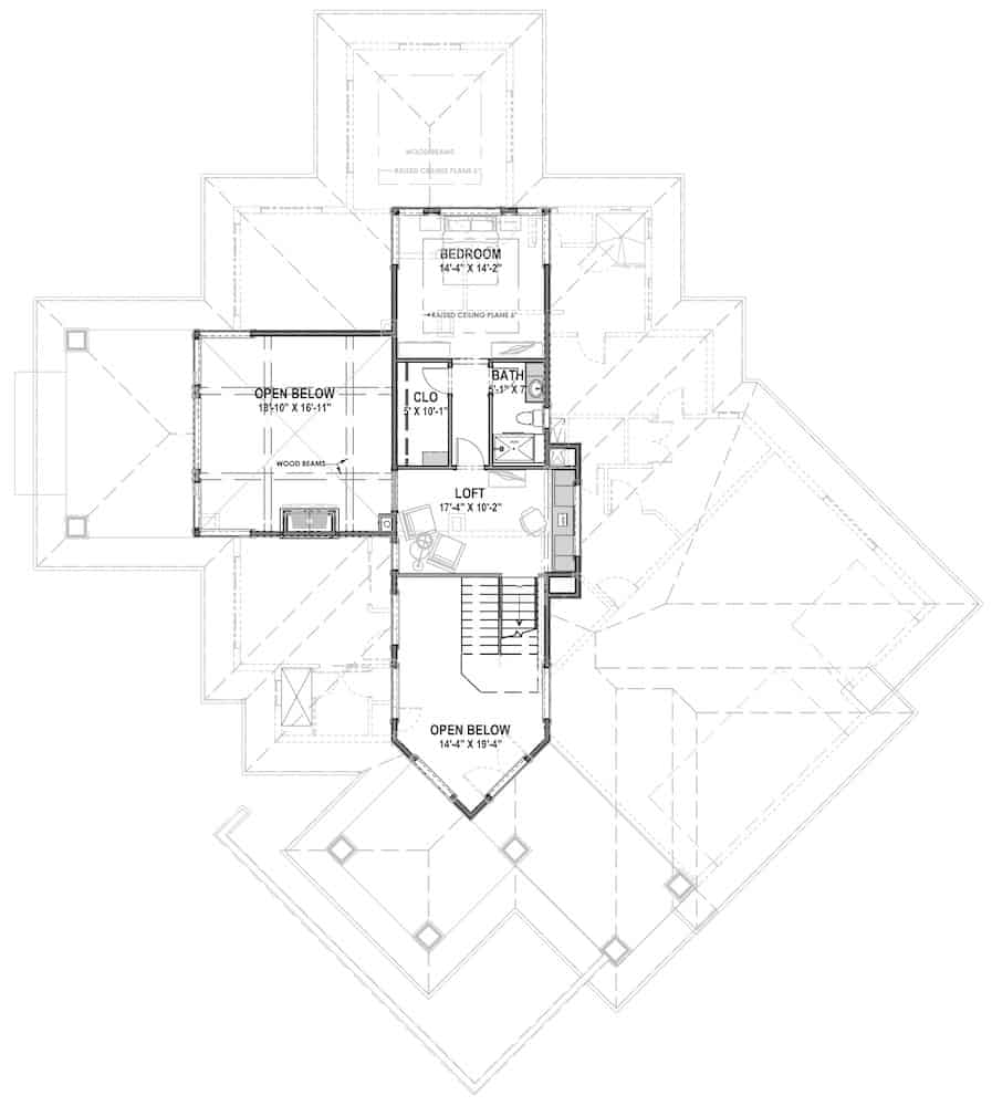 Floor Plan Upper Level of Contemporary Plan #194-1047