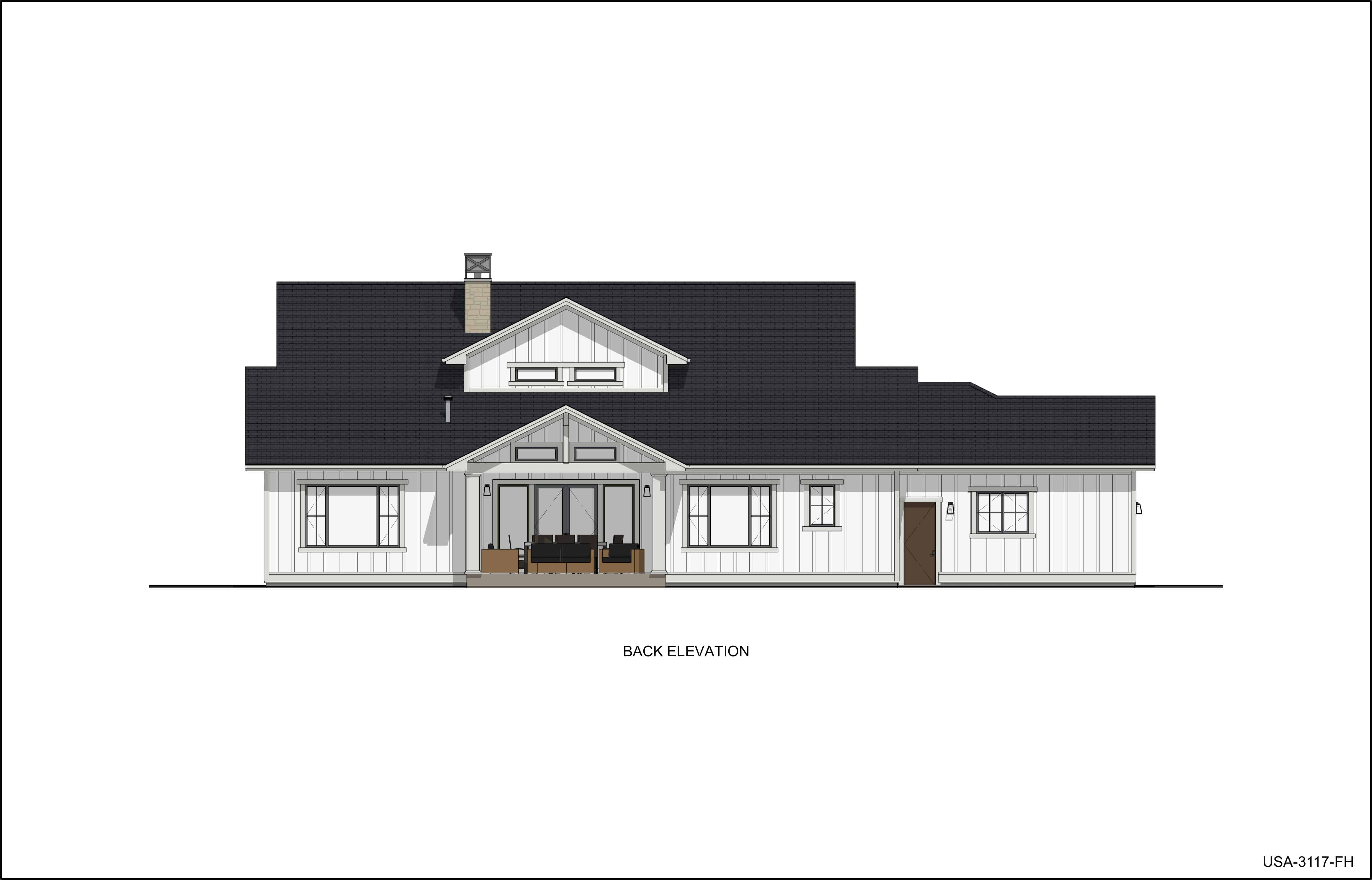 Home Plan Rear Elevation of this 5-Bedroom,3117 Sq Ft Plan -194-1048
