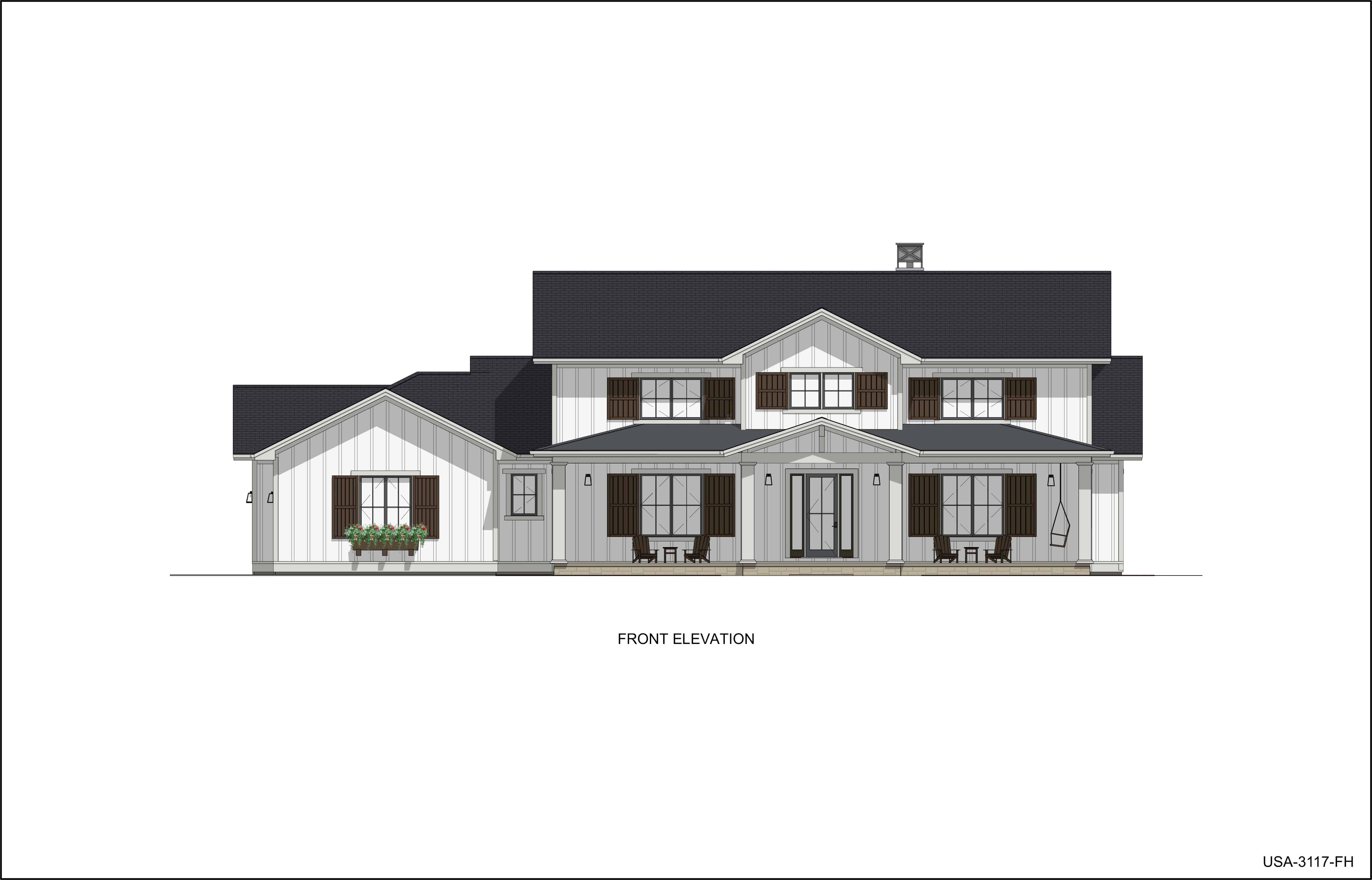 Home Plan Front Elevation of this 5-Bedroom,3117 Sq Ft Plan -194-1048