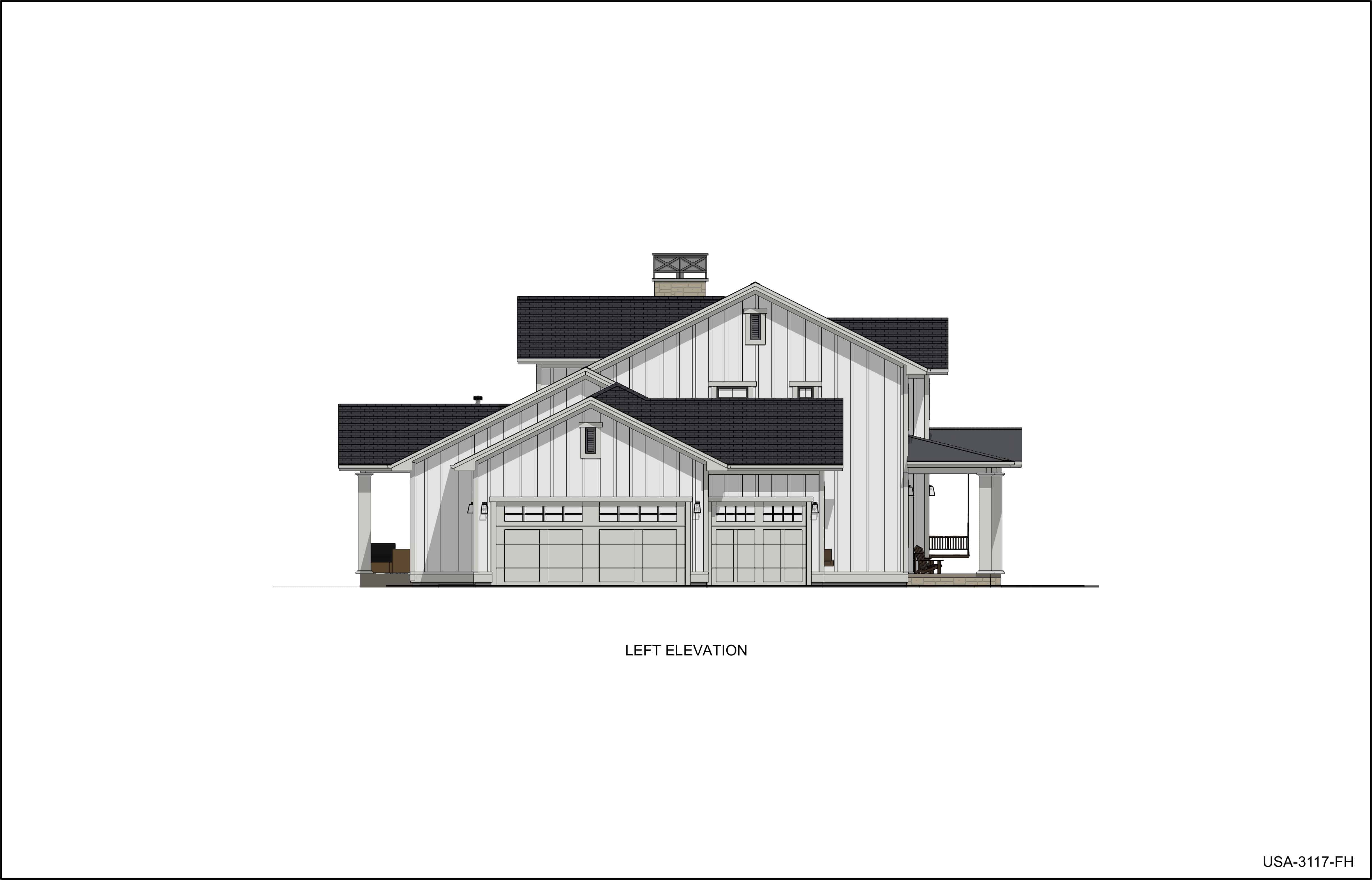 Home Plan Left Elevation of this 5-Bedroom,3117 Sq Ft Plan -194-1048