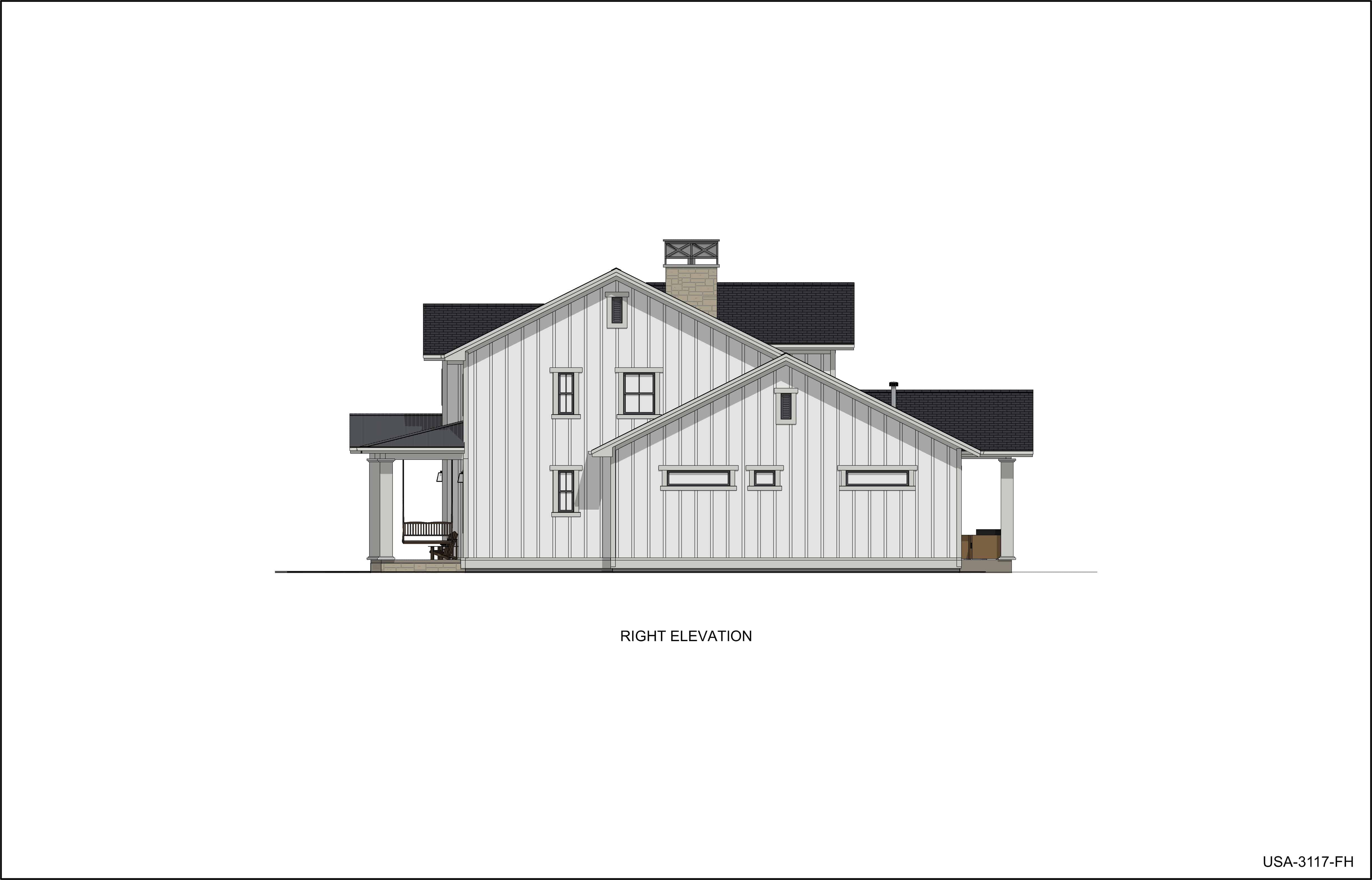 Home Plan Right Elevation of this 5-Bedroom,3117 Sq Ft Plan -194-1048