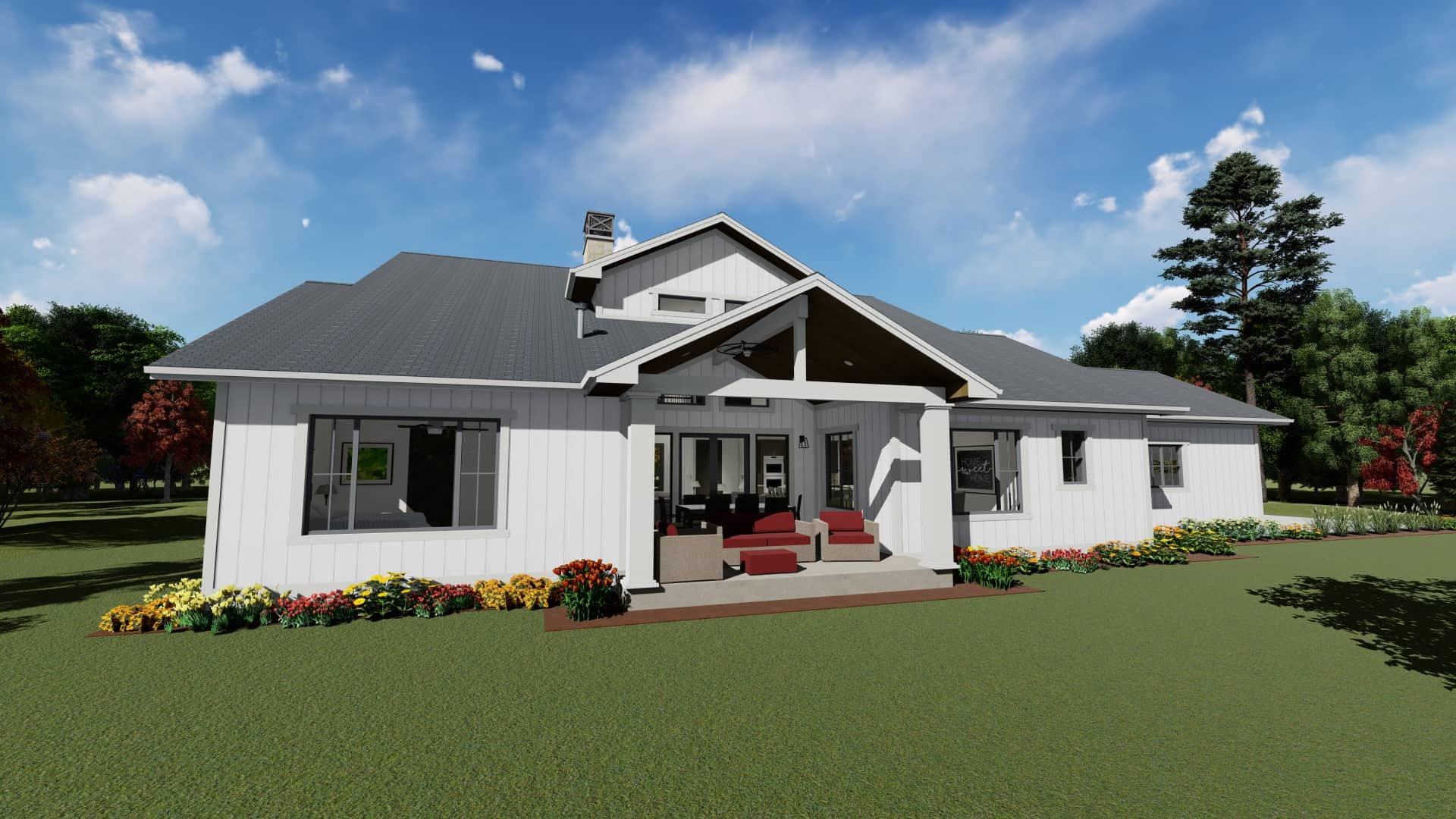 Rear View of this 5-Bedroom, 3117 Sq Ft Plan - 194-1048