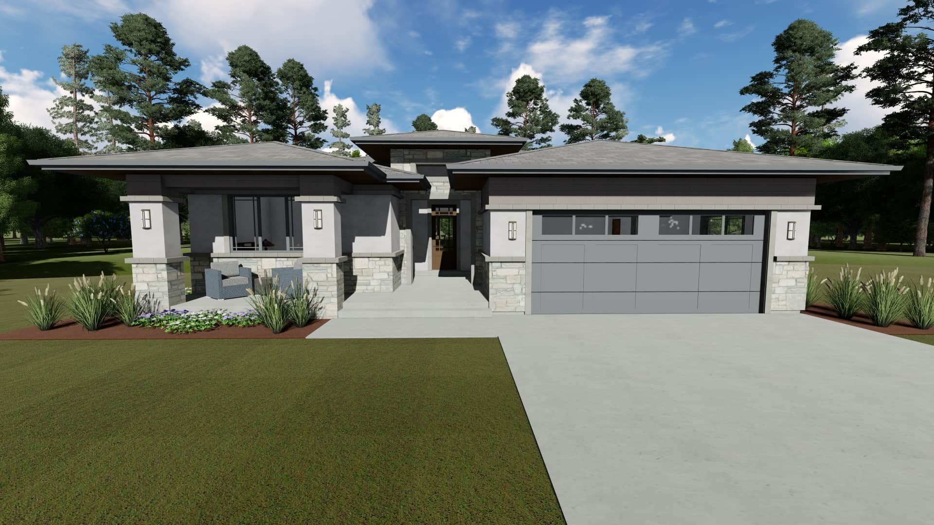 Prairie style home (ThePlanCollection: House Plan #194-1051)