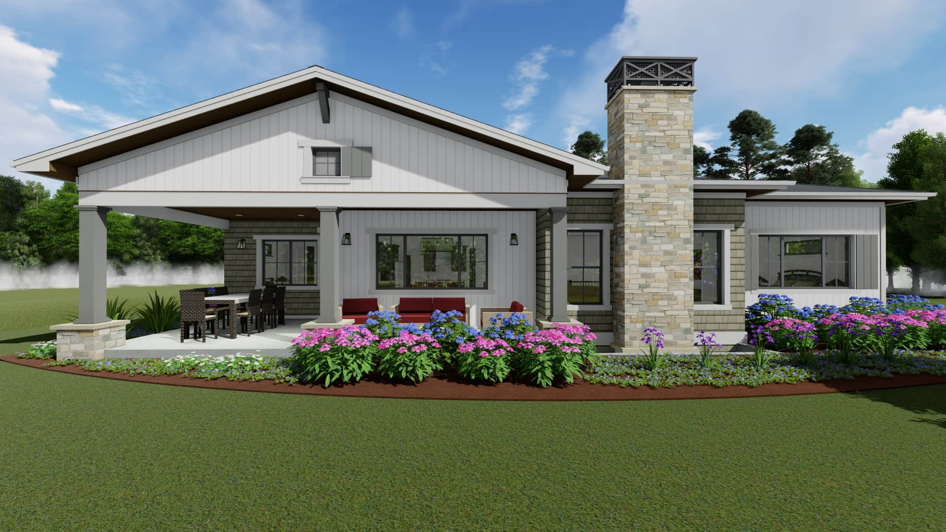 Rear View of this 2-Bedroom, 2470 Sq Ft Plan - 194-1052