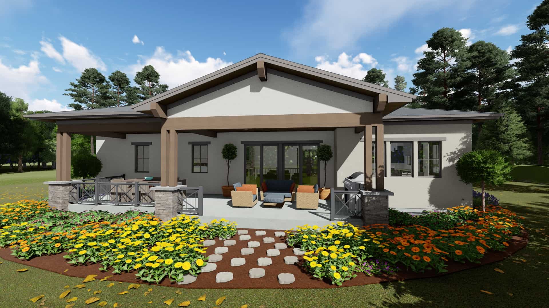 Rear View of this 3-Bedroom, 2485 Sq Ft Plan - 194-1053