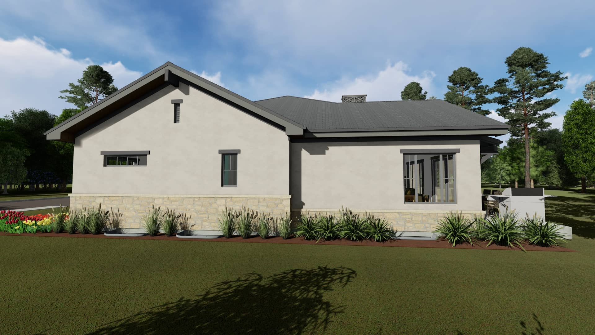 Side View of this 4-Bedroom, 3582 Sq Ft Plan - 194-1056