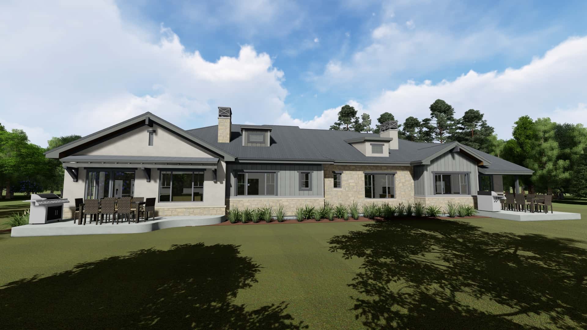 Rear View of this 4-Bedroom, 3582 Sq Ft Plan - 194-1056