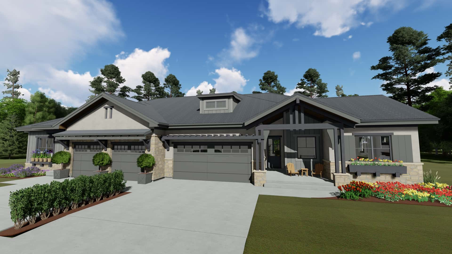 Front View of this 4-Bedroom, 3582 Sq Ft Plan - 194-1056