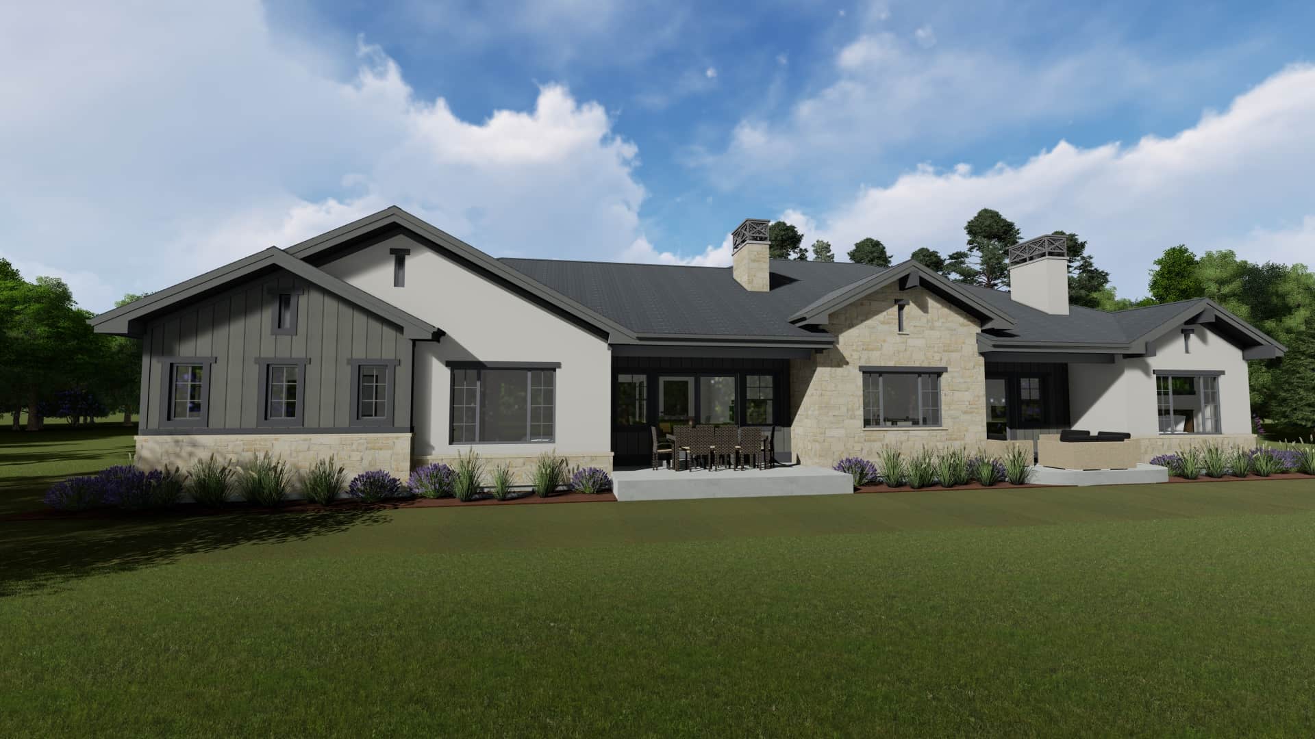Rear View of this 4-Bedroom, 3692 Sq Ft Plan - 194-1057