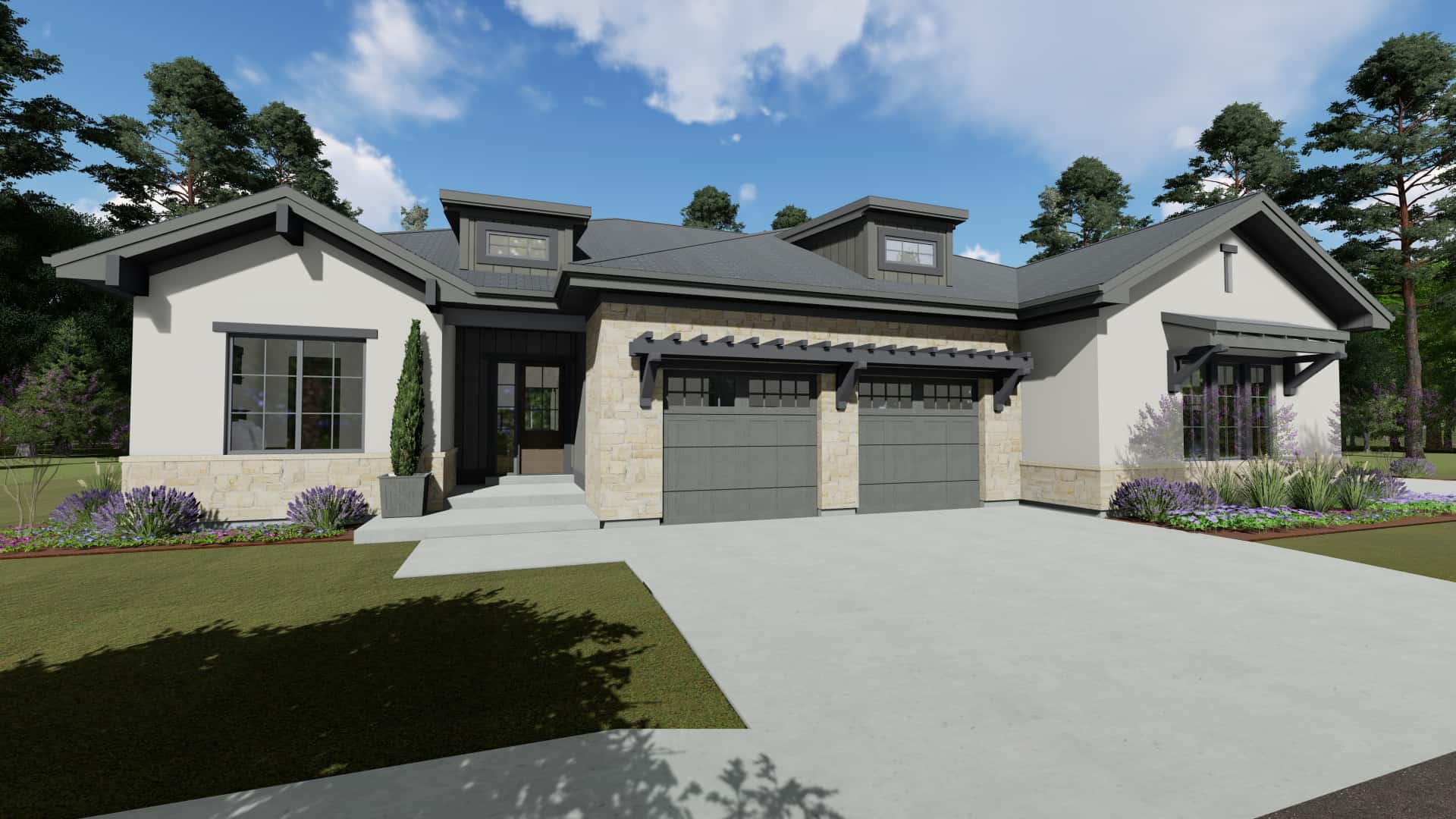 Front View of this 4-Bedroom, 3692 Sq Ft Plan - 194-1057