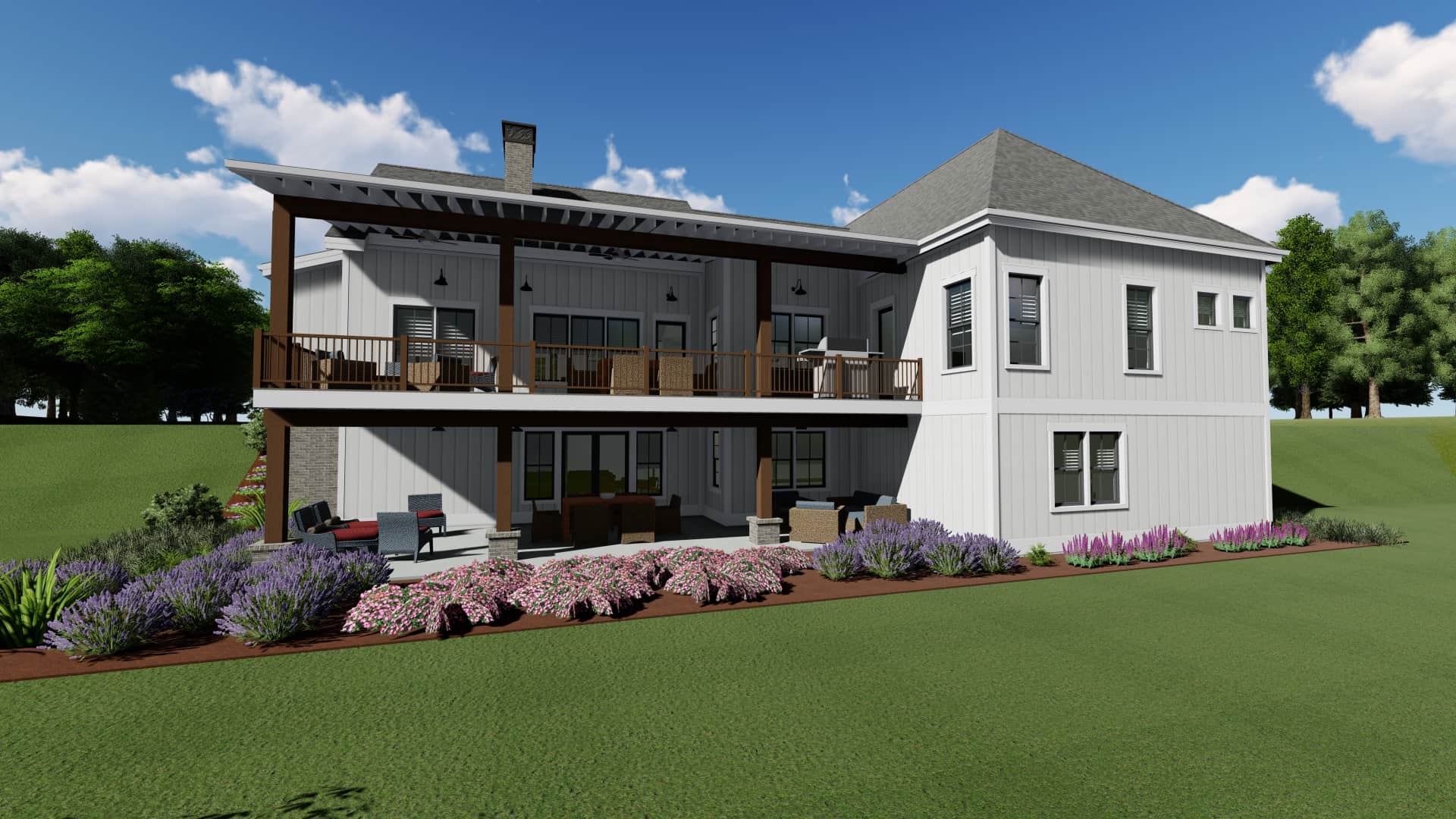Rear View of this 3-Bedroom, 2729 Sq Ft Plan - 194-1058