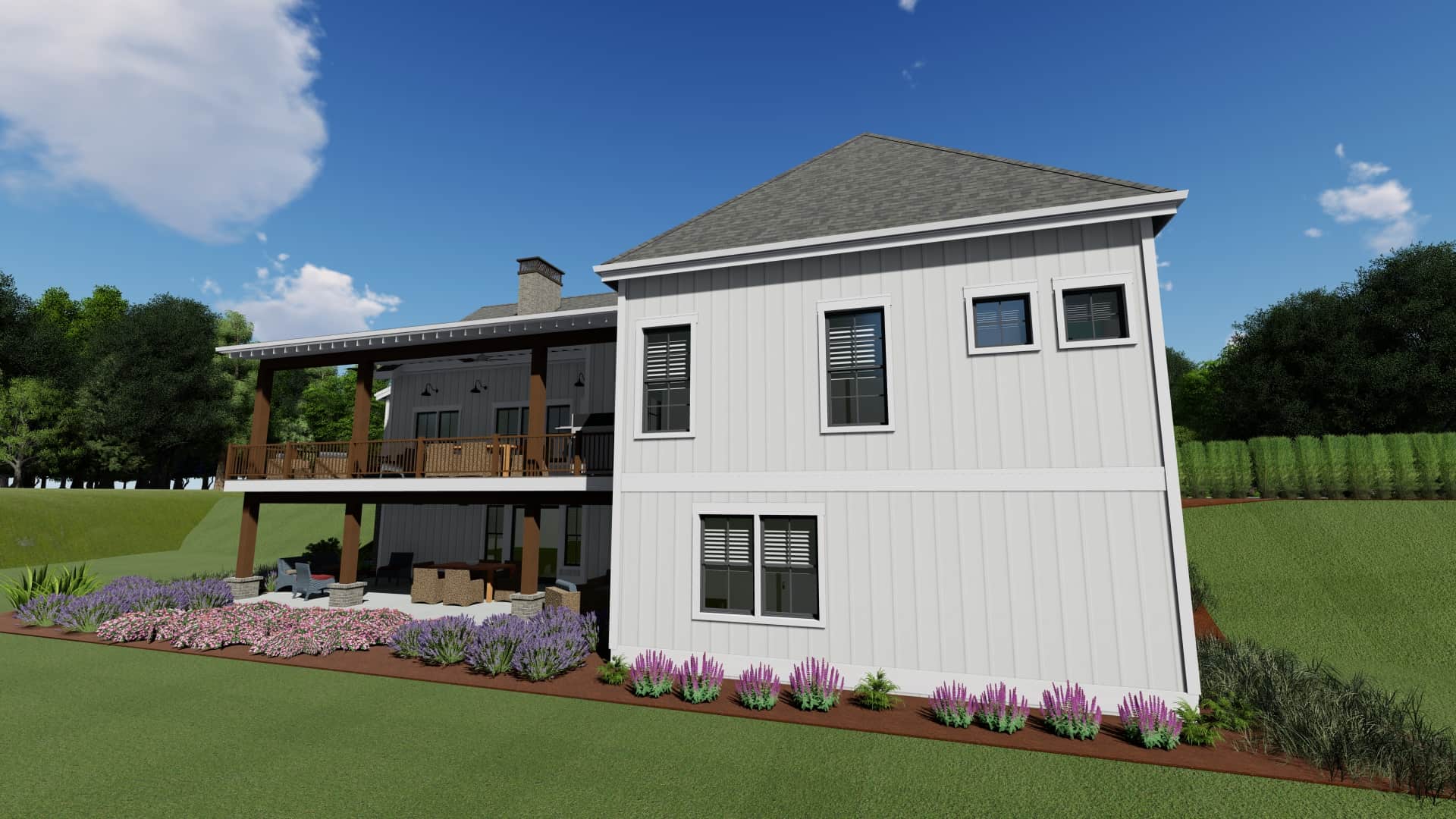 Rear View of this 3-Bedroom, 2729 Sq Ft Plan - 194-1058