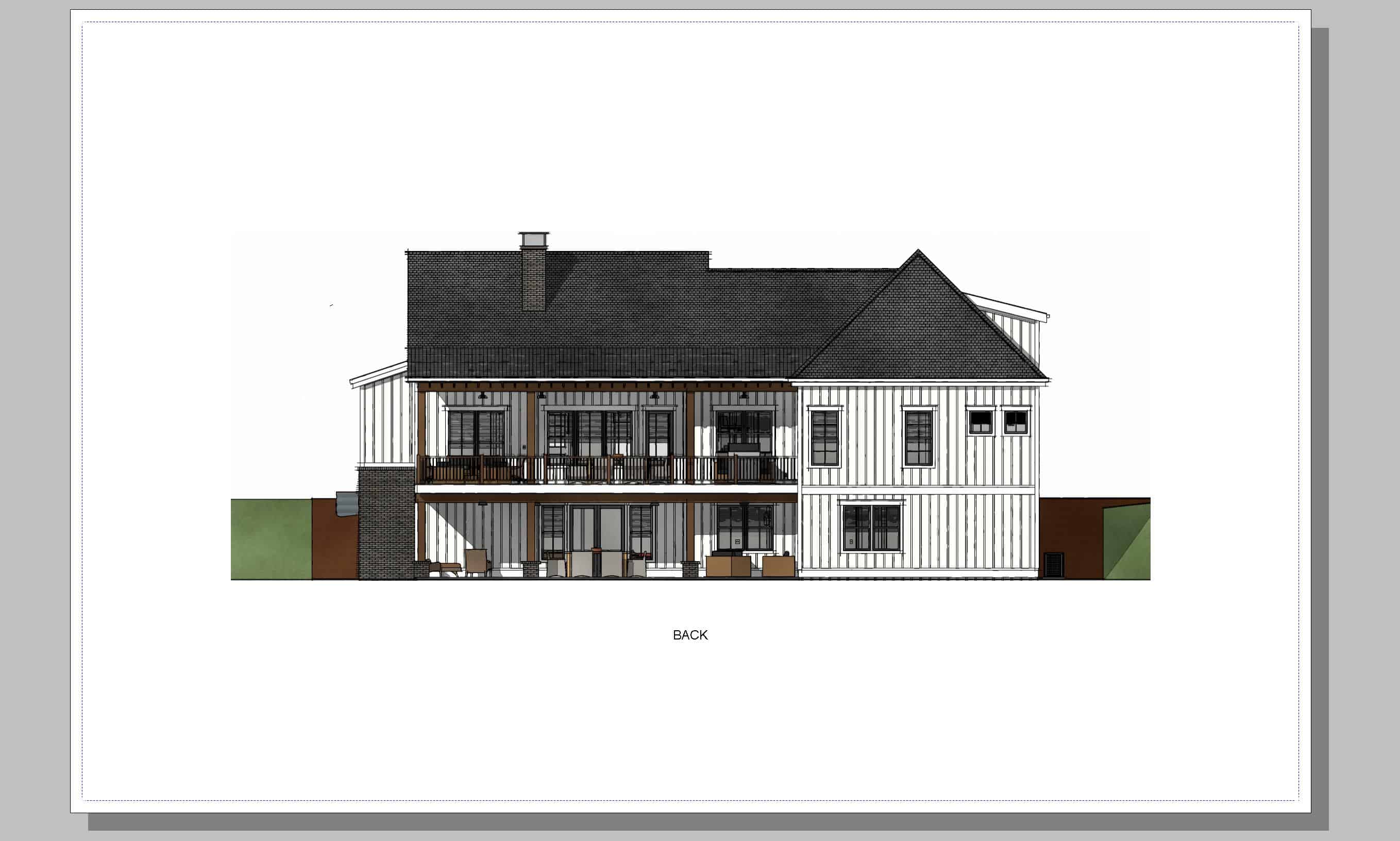 Rear View of this 3-Bedroom, 2729 Sq Ft Plan - 194-1058