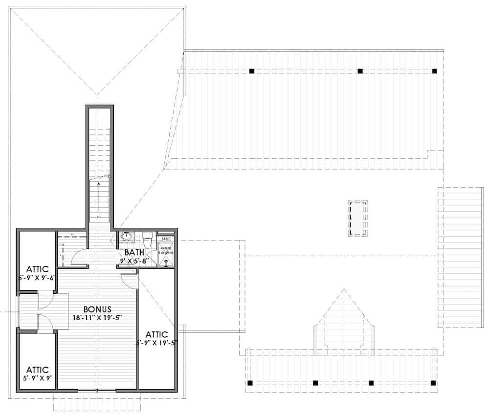 Floor Plan Bonus Room of Ranch Plan #194-1058