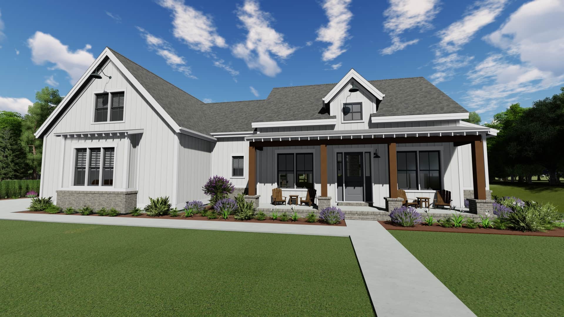 Farmhouse home (ThePlanCollection: Plan #194-1058)