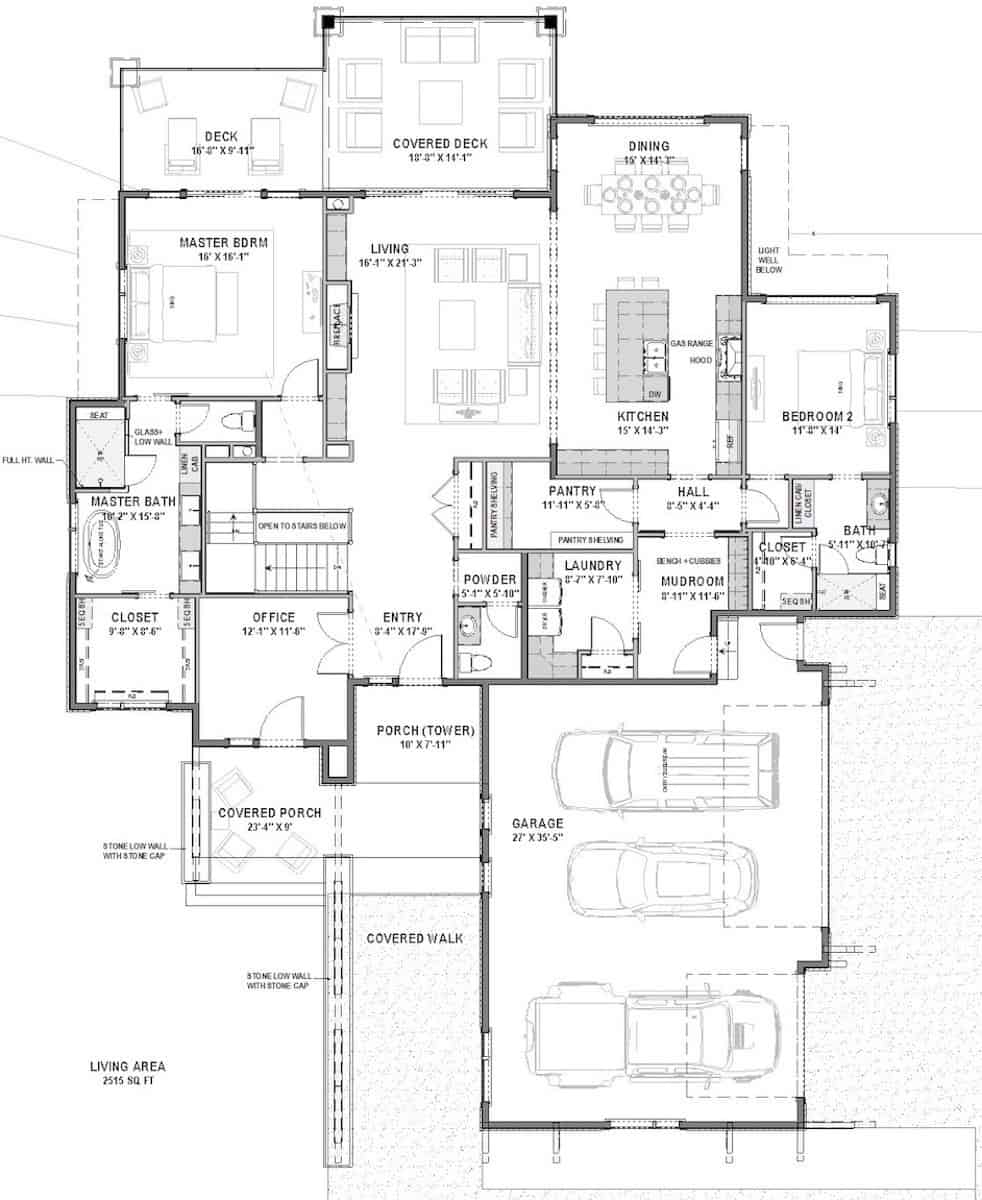Main Level of Ranch Plan #194-1059