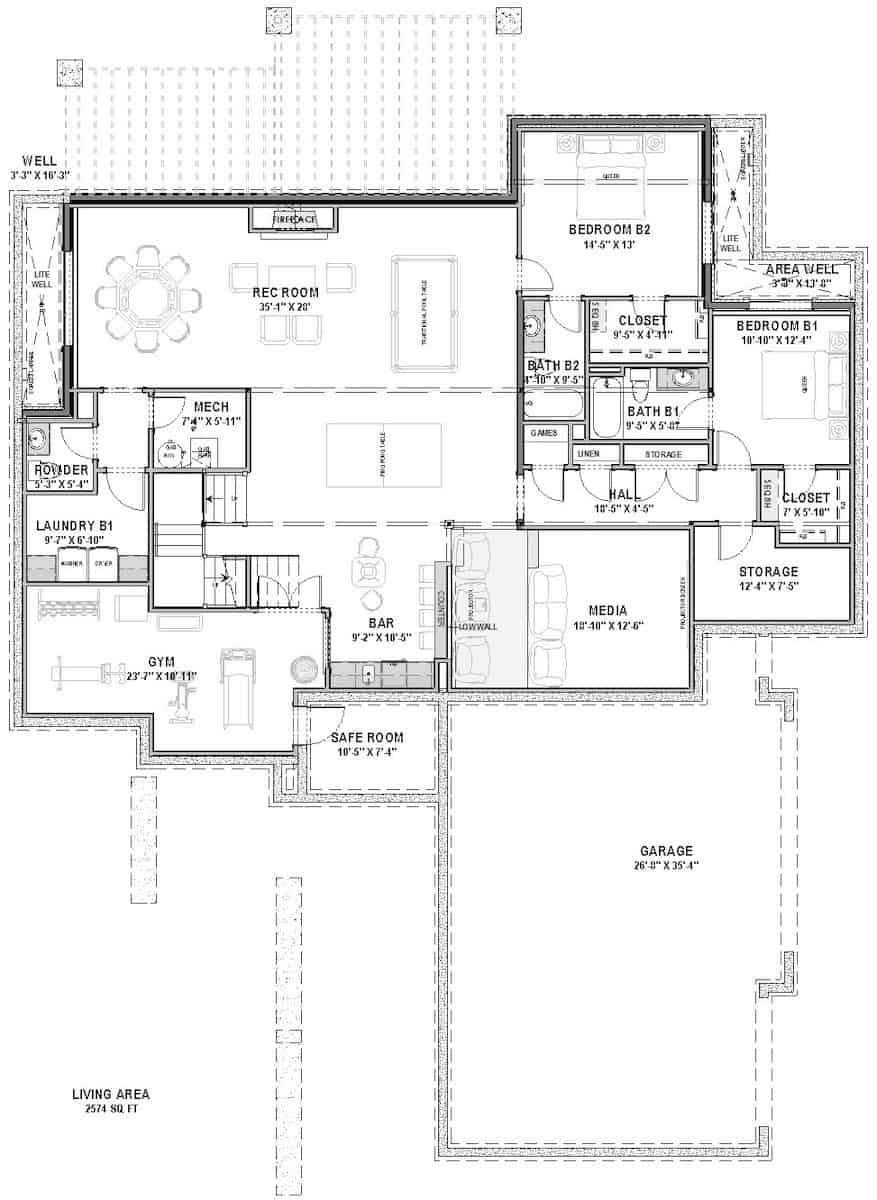 Basement of Ranch Plan #194-1059