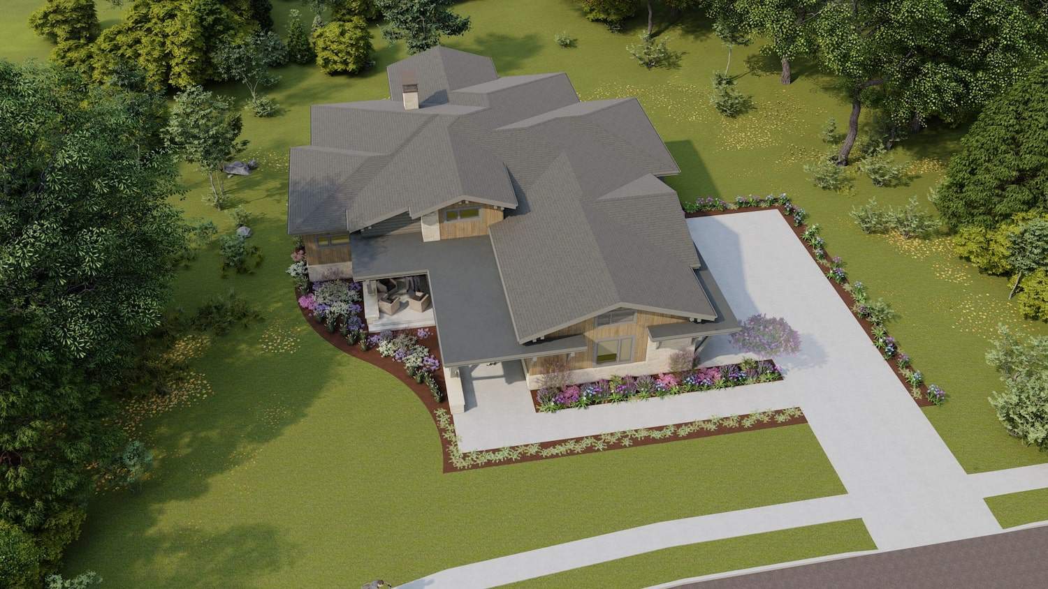 Aerial View of this 4-Bedroom, 5092 Sq Ft Plan - 194-1059