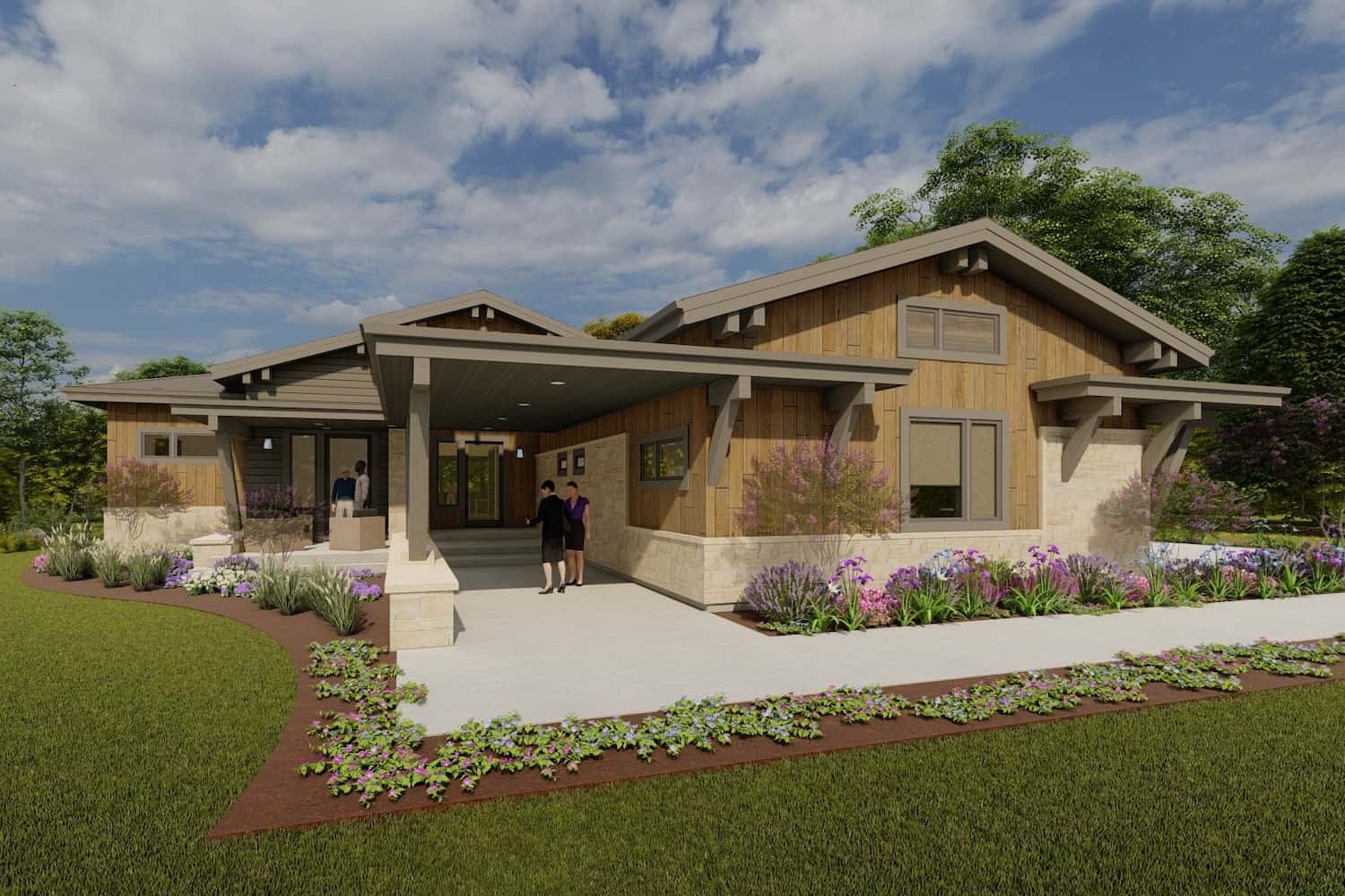 Front elevation of Ranch home (ThePlanCollection: House Plan #194-1059)