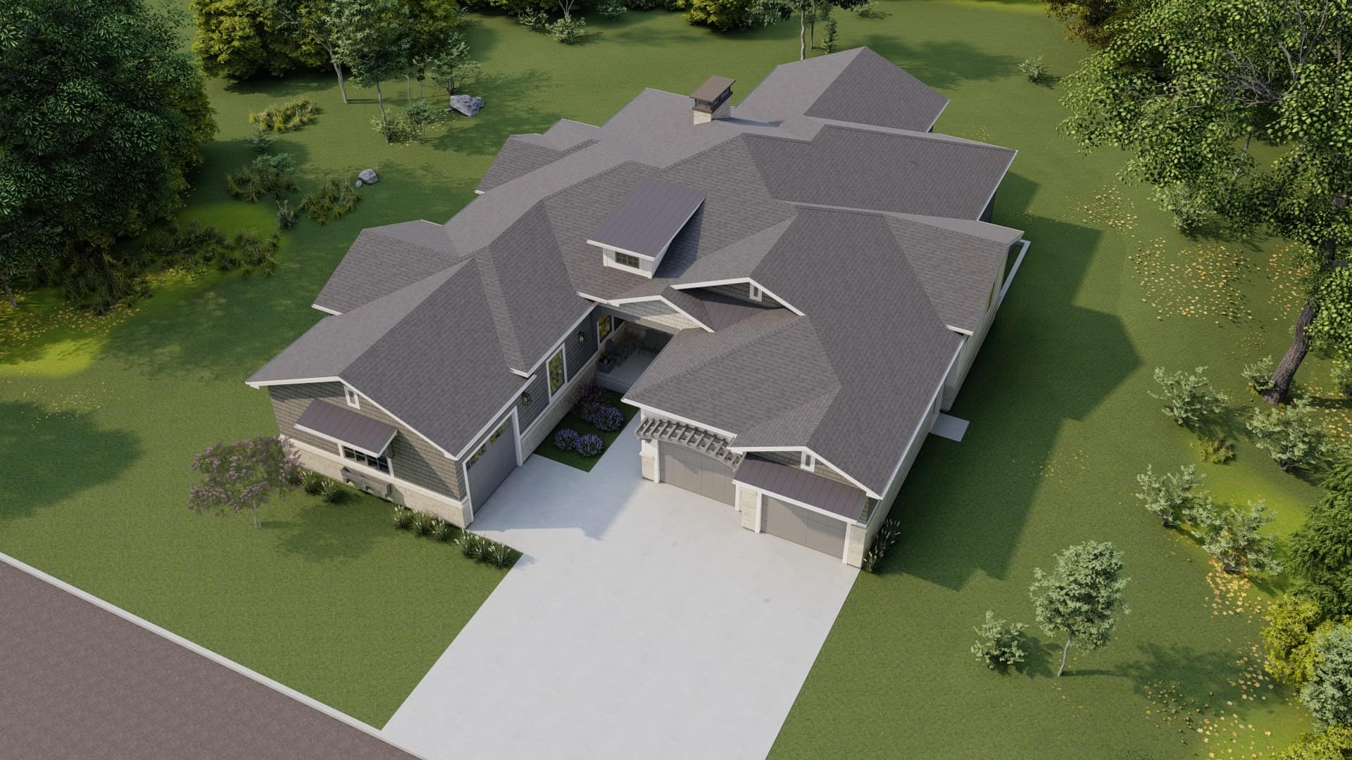 Aerial View of this 5-Bedroom, 4576 Sq Ft Plan - 194-1060