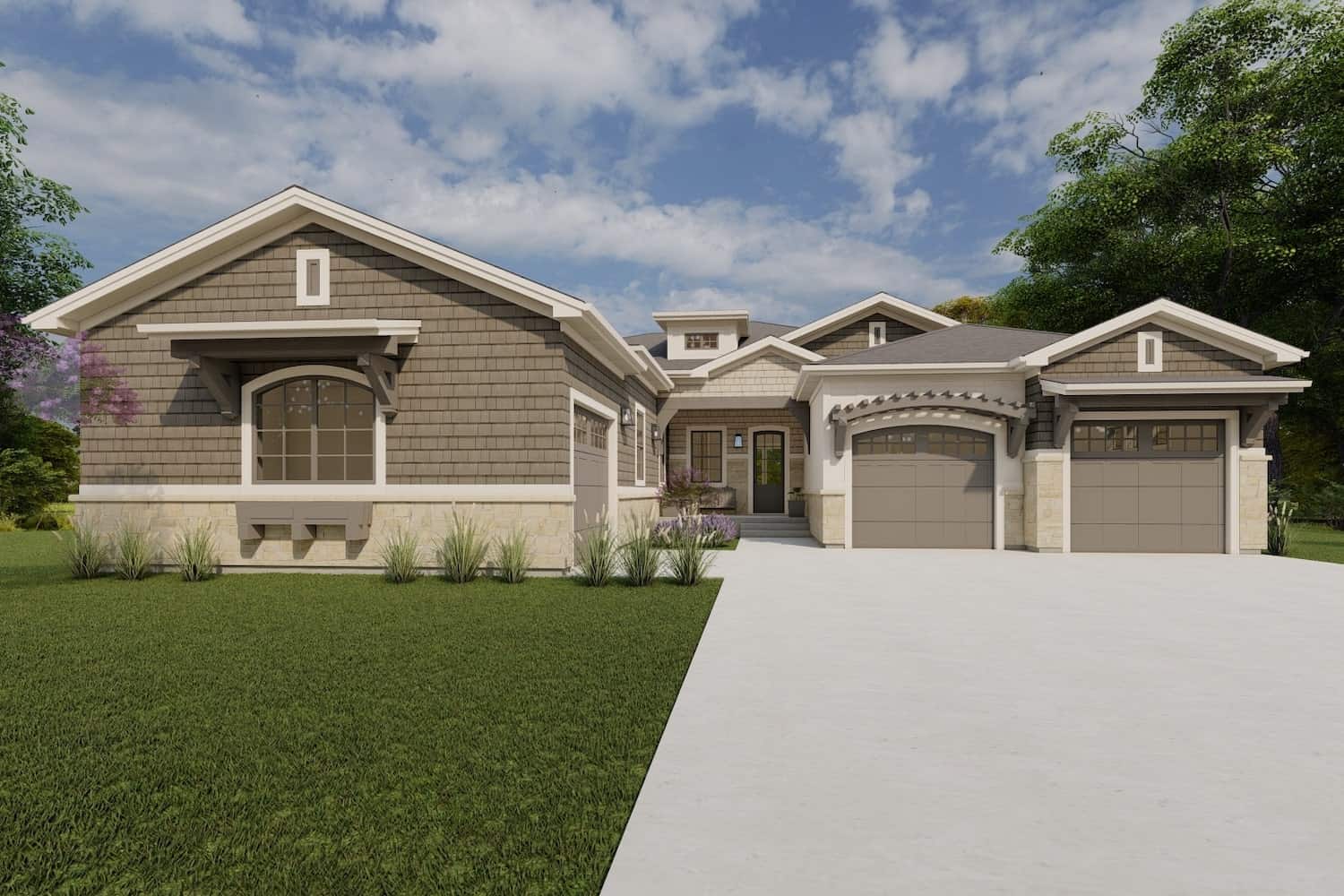 Front elevation of Contemporary home (ThePlanCollection: House Plan #194-1060)